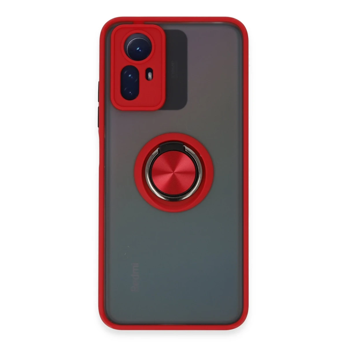 Newface Xiaomi Redmi Note 12S Kılıf Montreal Yüzüklü Silikon Kapak - Kırmızı