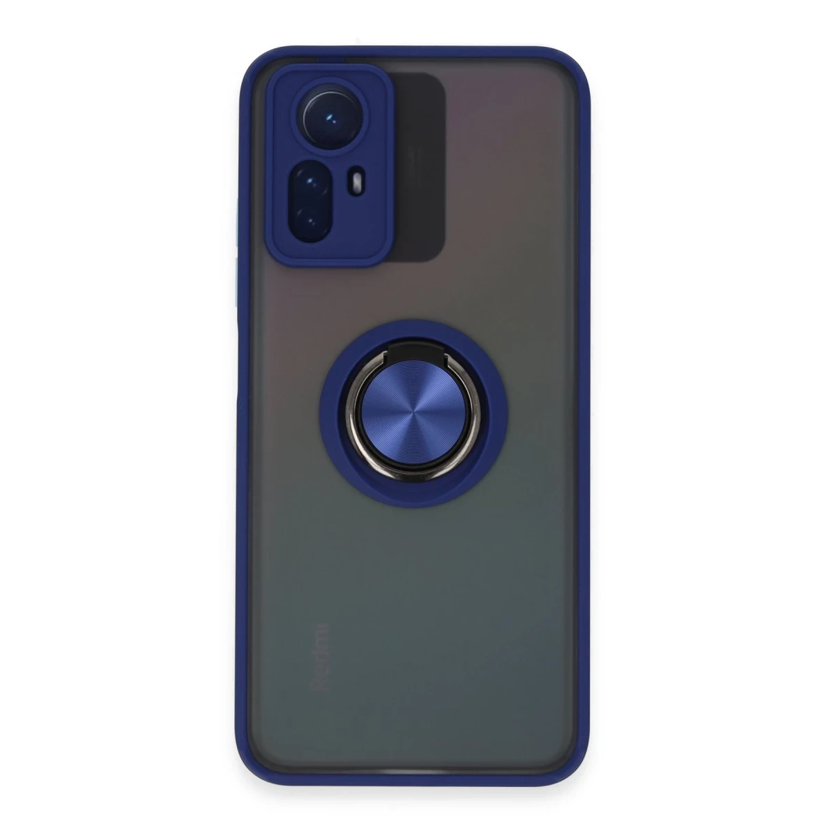 Newface Xiaomi Redmi Note 12S Kılıf Montreal Yüzüklü Silikon Kapak - Lacivert