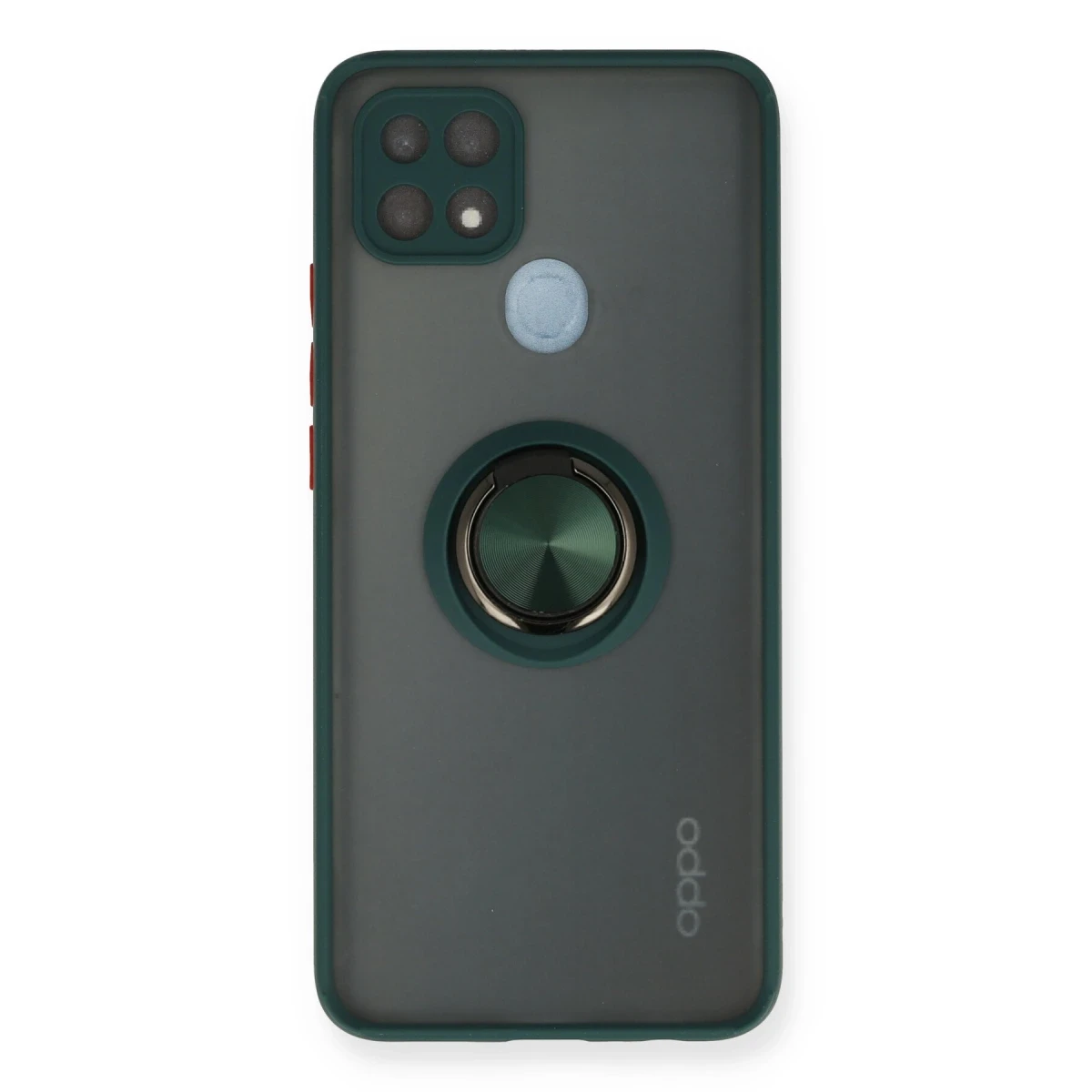 Newface Oppo A15 Kılıf Montreal Yüzüklü Silikon Kapak - Yeşil