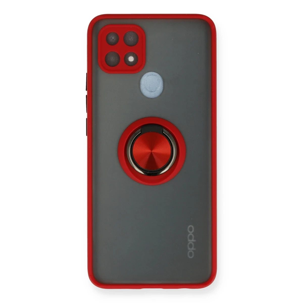 Newface Oppo A15 Kılıf Montreal Yüzüklü Silikon Kapak - Kırmızı