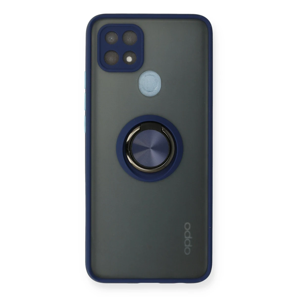 Newface Oppo A15 Kılıf Montreal Yüzüklü Silikon Kapak - Lacivert