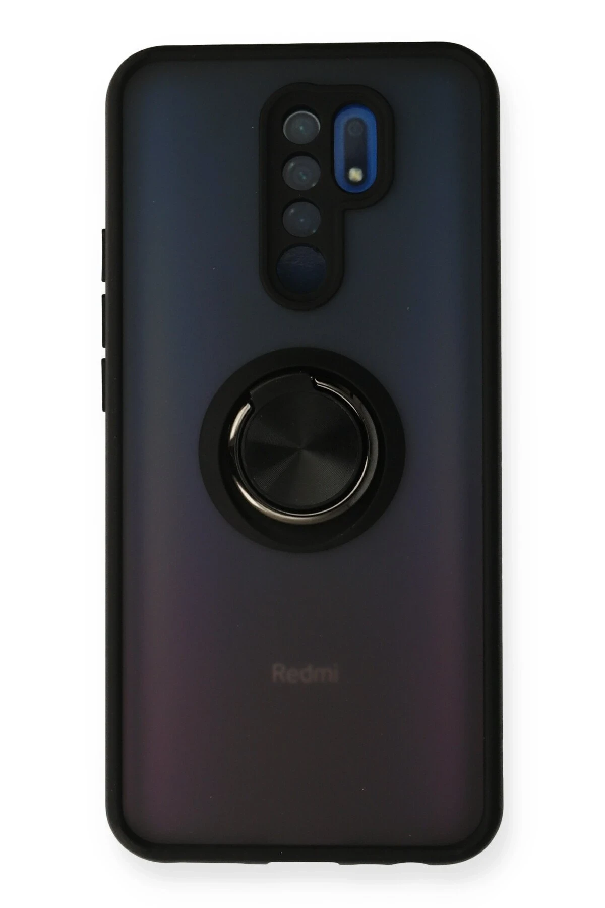 Newface Xiaomi Redmi 9 Kılıf Montreal Yüzüklü Silikon Kapak - Siyah