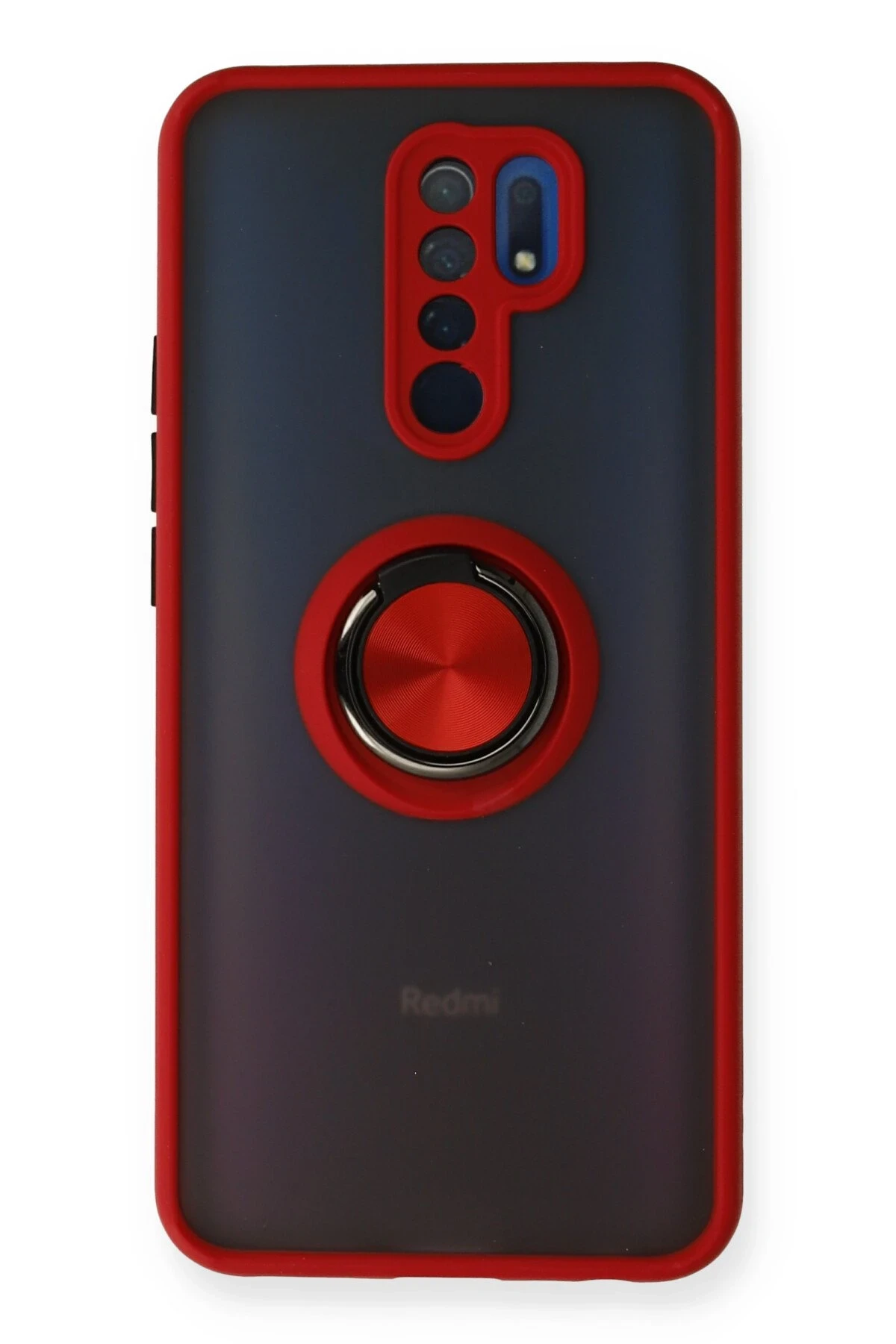 Newface Xiaomi Redmi 9 Kılıf Montreal Yüzüklü Silikon Kapak - Kırmızı