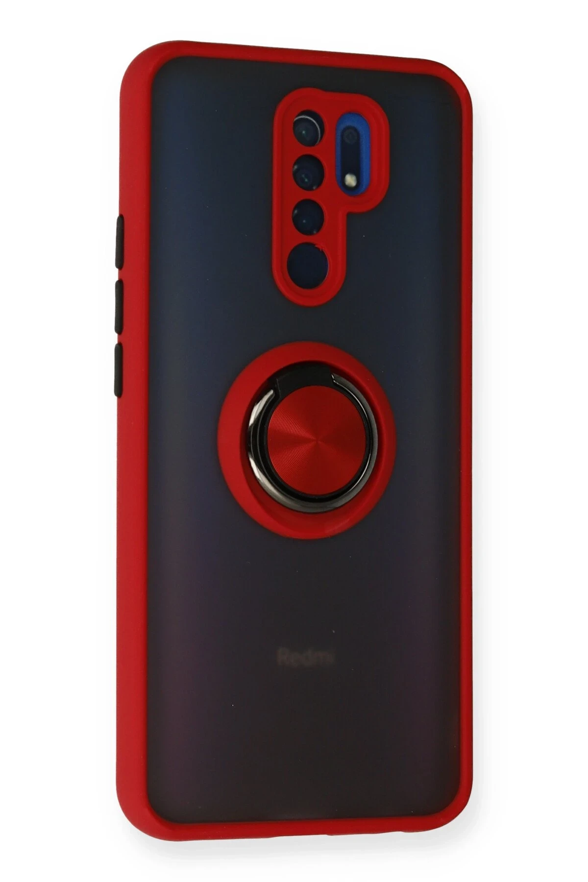 Newface Xiaomi Redmi 9 Kılıf Montreal Yüzüklü Silikon Kapak - Kırmızı