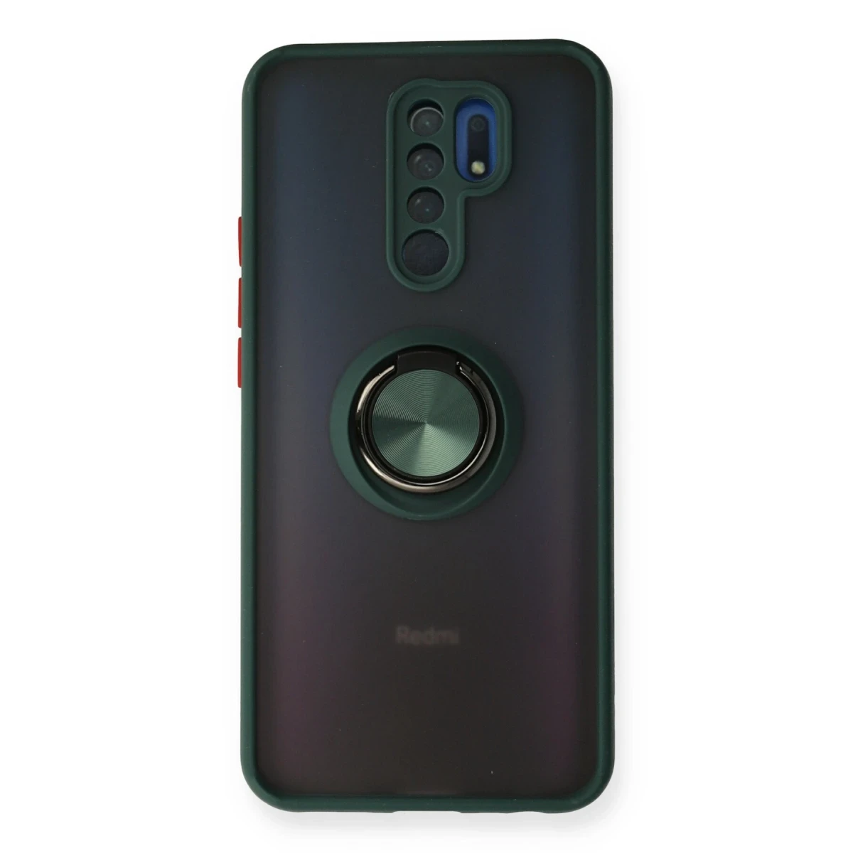 Newface Xiaomi Redmi 9 Kılıf Montreal Yüzüklü Silikon Kapak - Yeşil