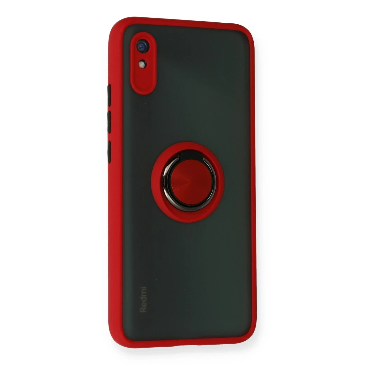 Xiaomi Redmi 9A Kılıf Montreal Yüzüklü Silikon Kapak - Kırmızı
