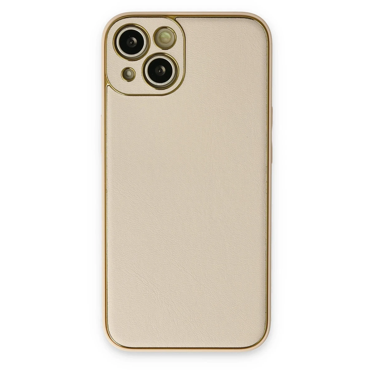 Newface Apple iPhone 14 Plus Kılıf Coco Deri Silikon Kapak - Gold
