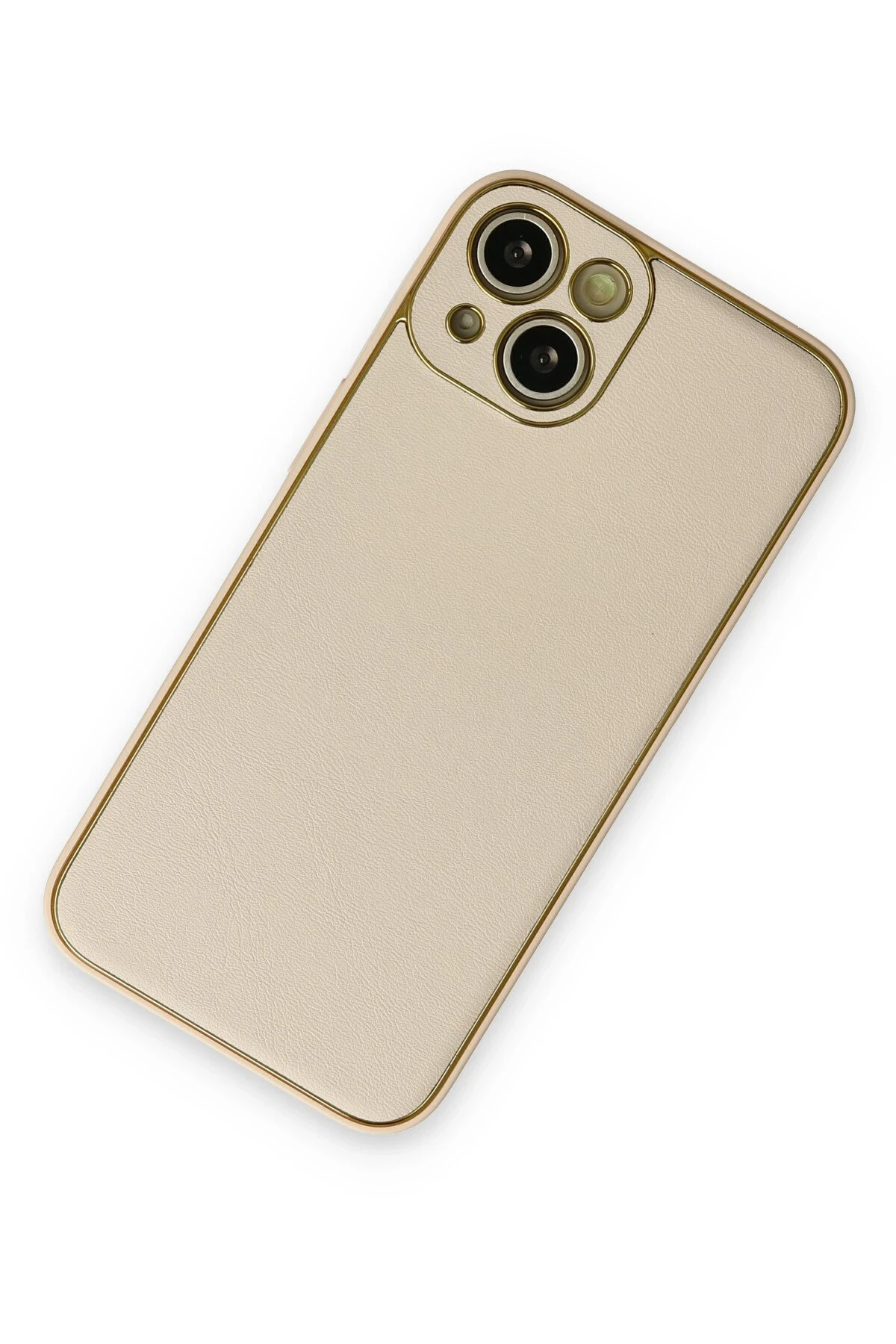 Newface iPhone 14 Plus Kılıf Coco Deri Silikon Kapak - Gold