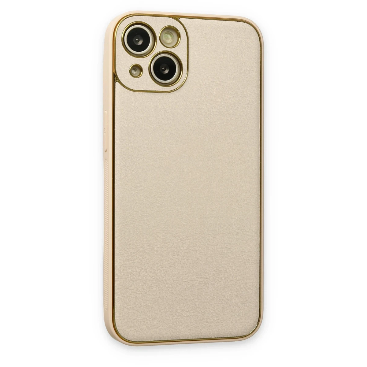 Newface Apple iPhone 14 Plus Kılıf Coco Deri Silikon Kapak - Gold