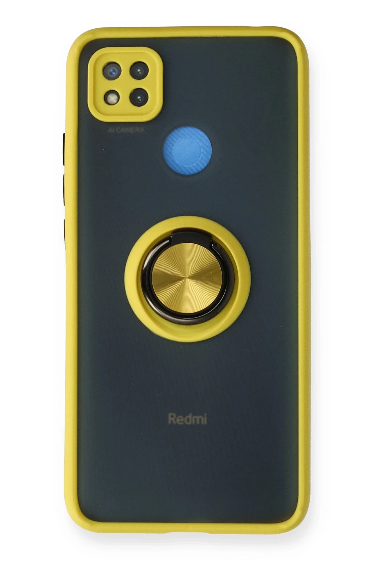 Newface Xiaomi Redmi 9C Kılıf Montreal Yüzüklü Silikon Kapak - Sarı