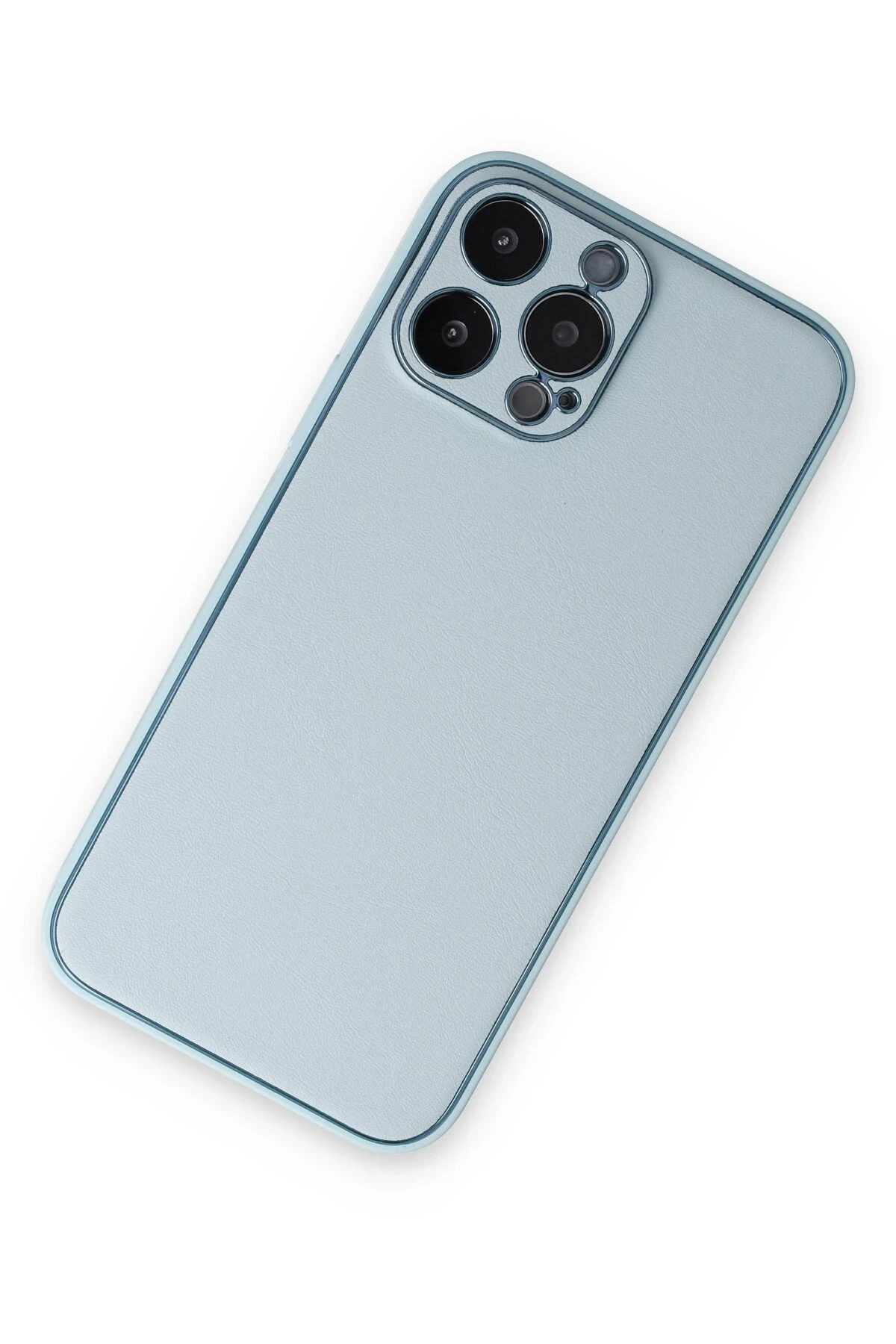 Newface iPhone 14 Pro Kılıf Coco Deri Silikon Kapak - Sky Blue