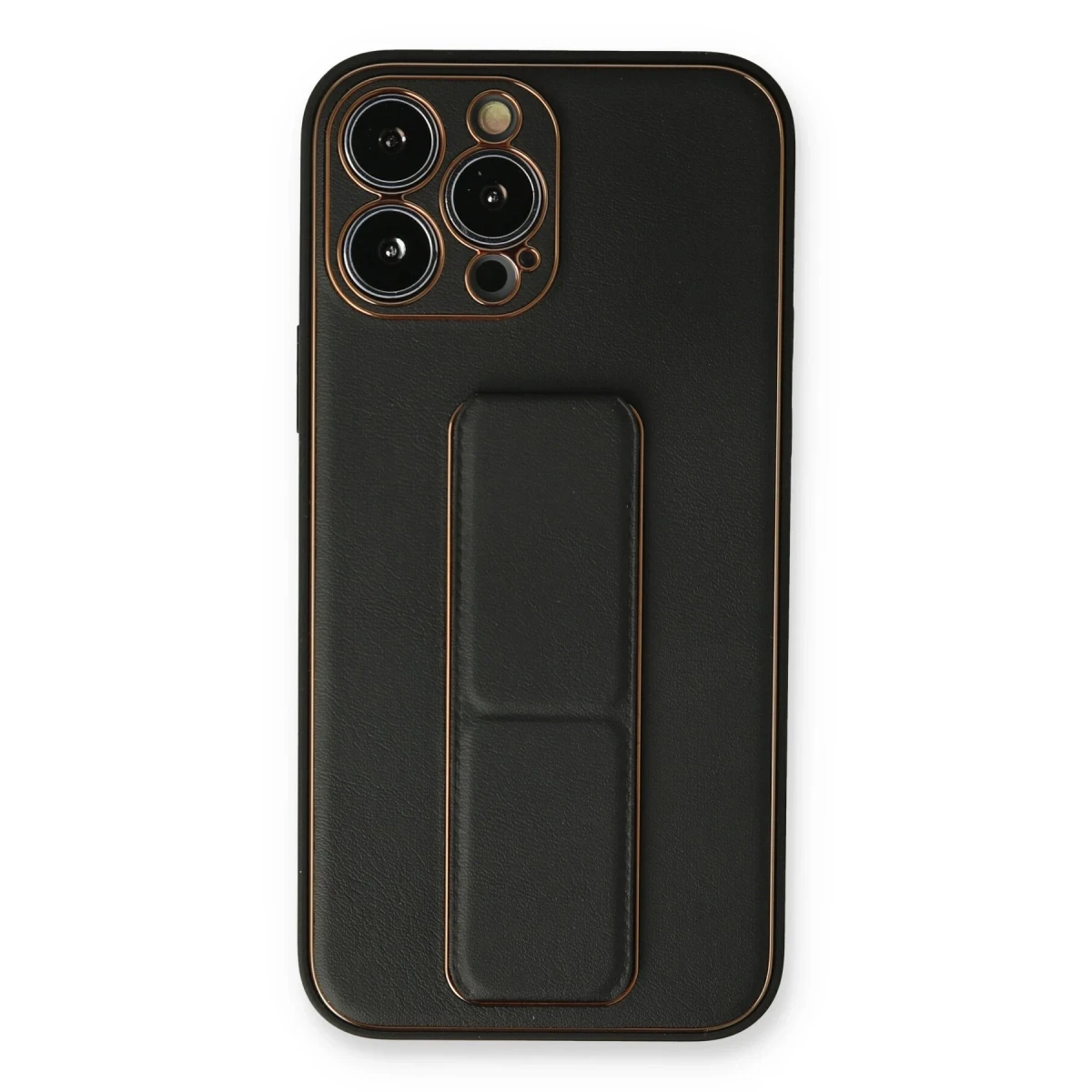 Newface Apple iPhone 14 Pro Kılıf Coco Deri Standlı Kapak - Siyah — görsel 4