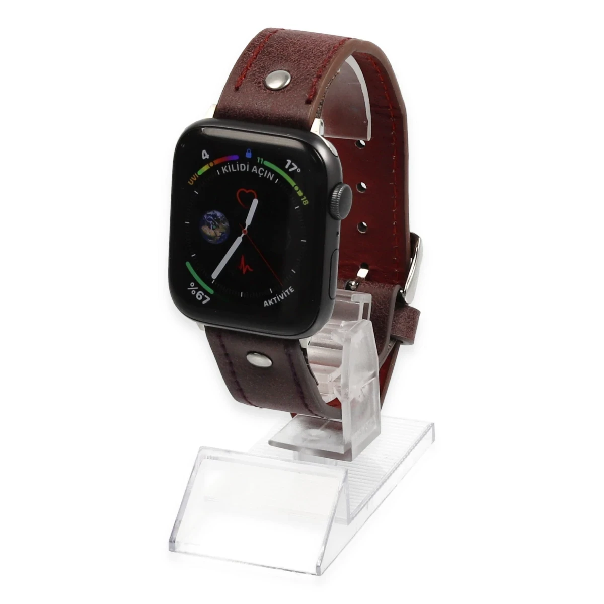 Newface Apple Watch 42mm NL18 Deri Kordon - Derin Mor