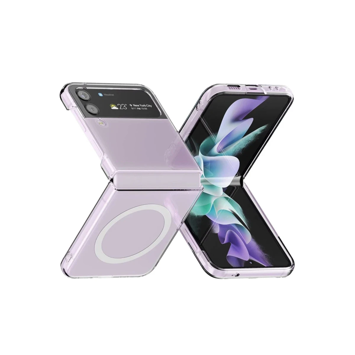 Newface Samsung Galaxy Z Flip 3 Kılıf Magneticsafe Şeffaf Silikon - Şeffaf — görsel 3