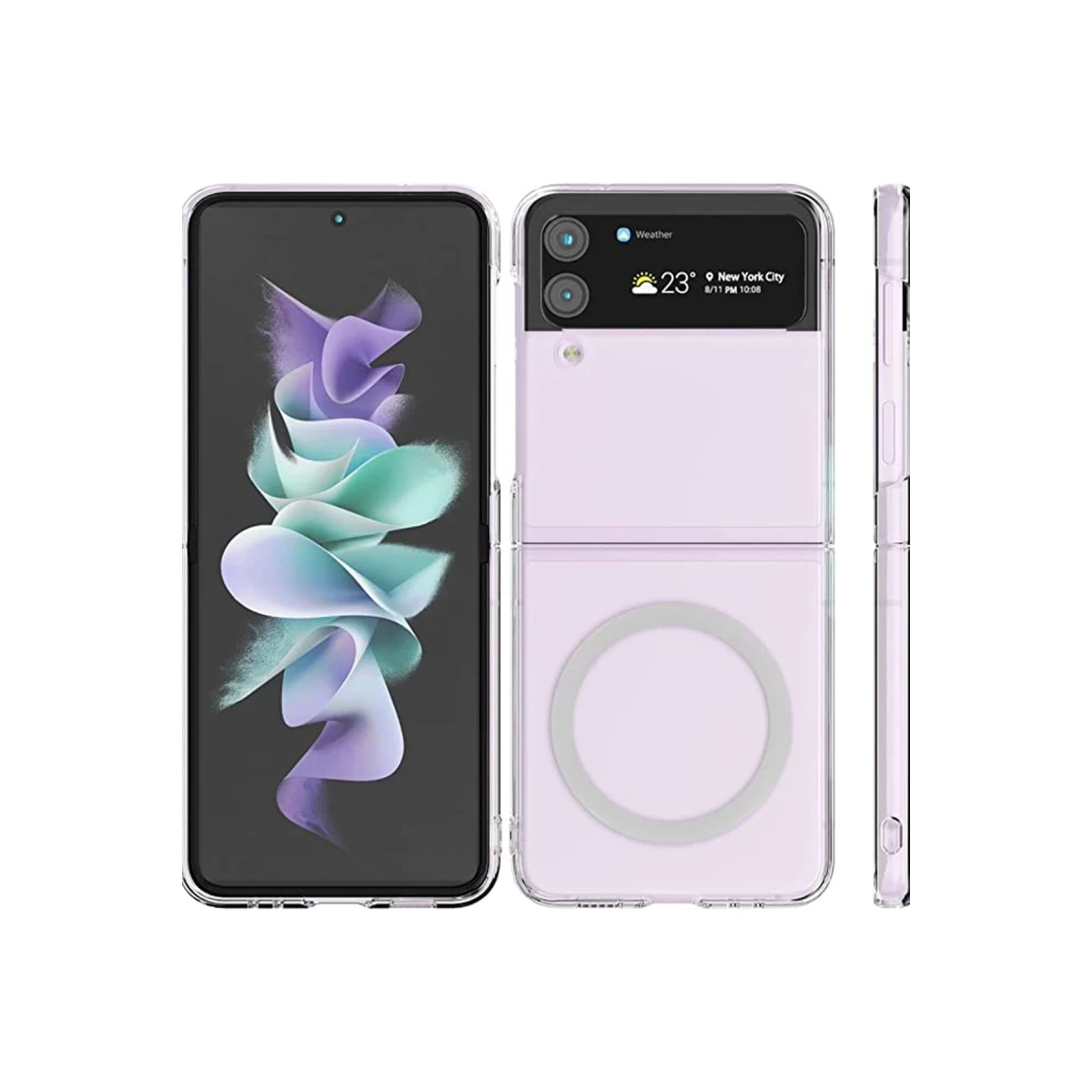 Newface Samsung Galaxy Z Flip 3 Kılıf Magneticsafe Şeffaf Silikon - Şeffaf — görsel 4