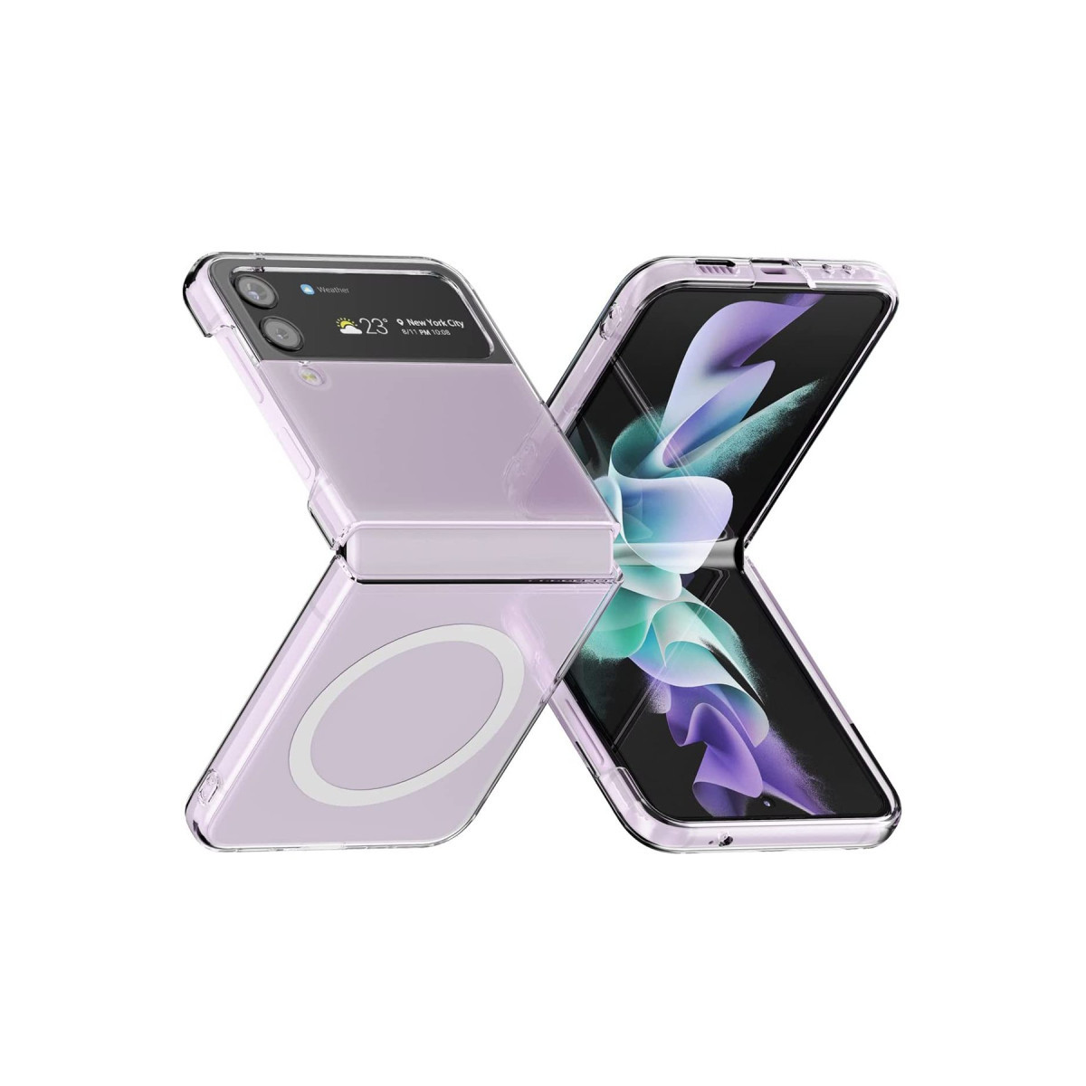 Newface Samsung Galaxy Z Flip 4 Kılıf Magneticsafe Şeffaf Silikon - Şeffaf — görsel 5