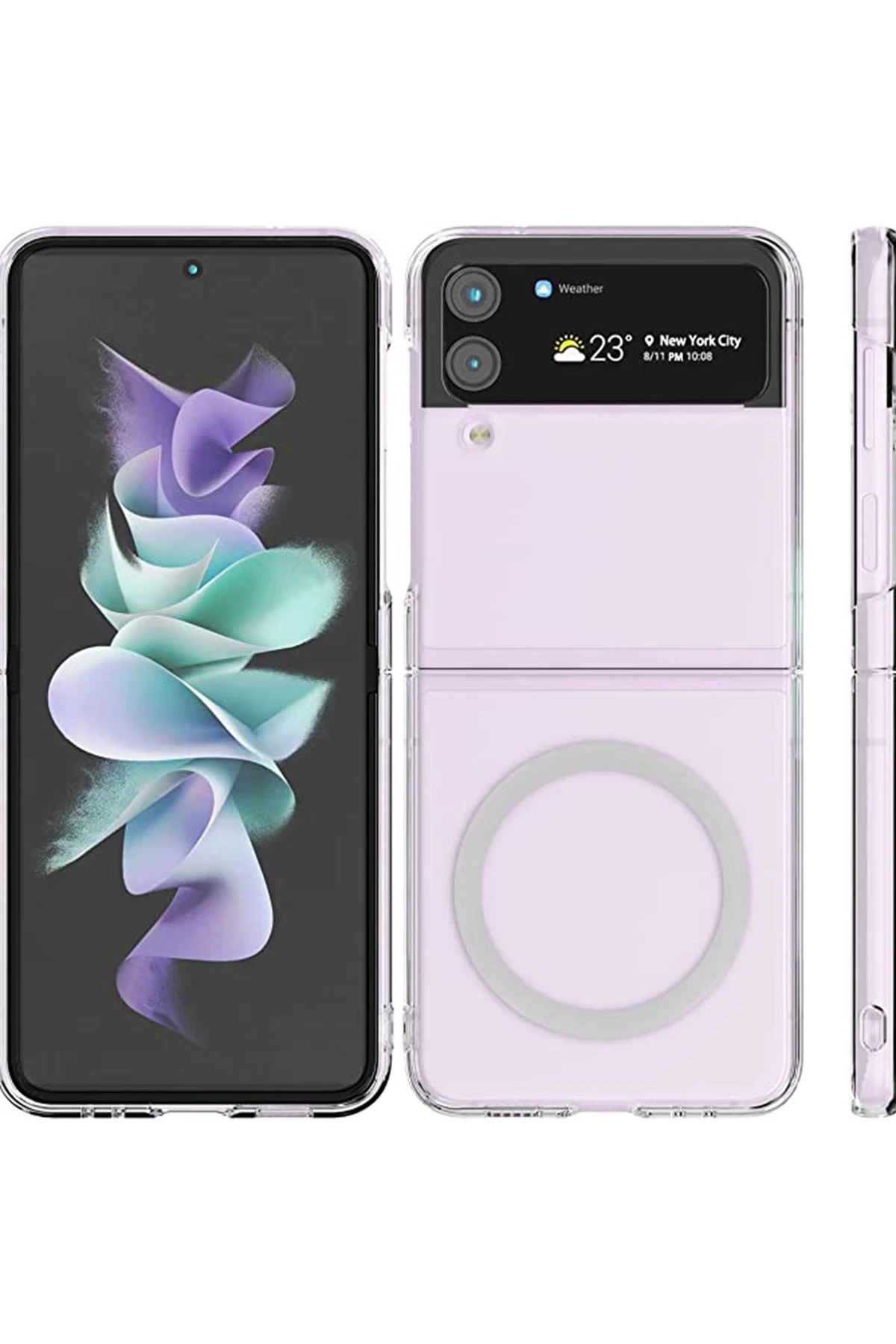 Newface Samsung Galaxy Z Flip 4 Kılıf Magneticsafe Şeffaf Silikon - Şeffaf — görsel 2