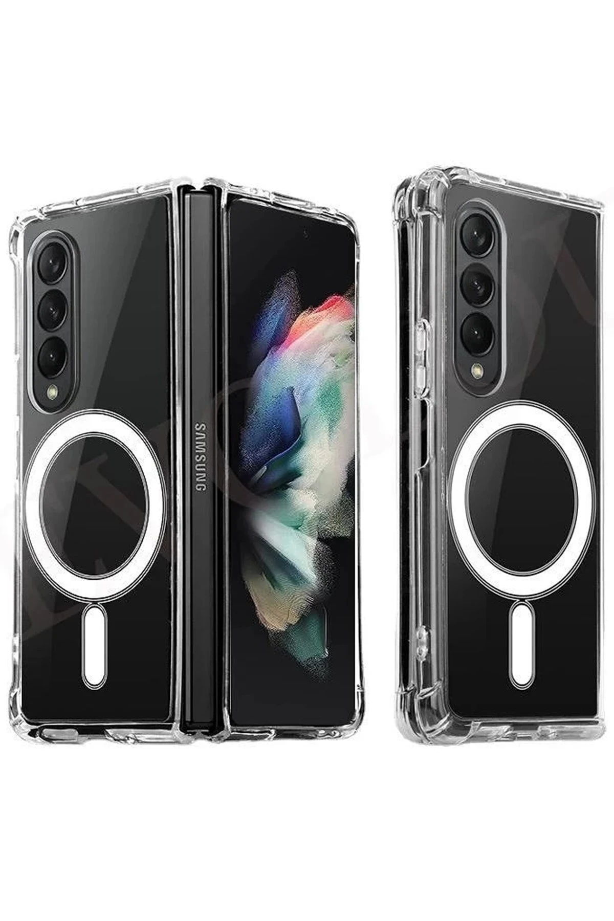 Newface Samsung Galaxy Z Fold 3 Kılıf Magneticsafe Şeffaf Silikon - Şeffaf