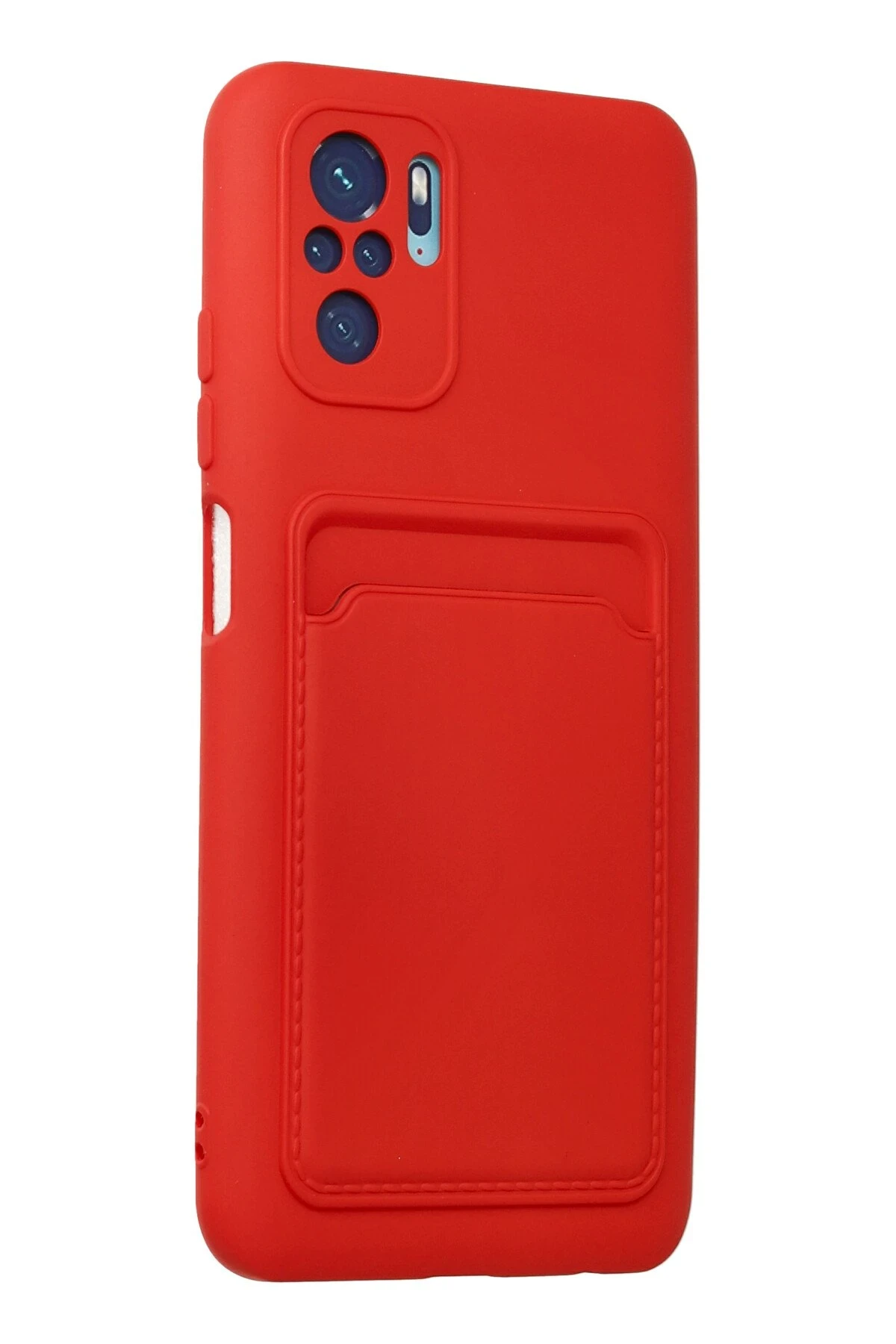 Newface Xiaomi Redmi Note 10S Kılıf Kelvin Kartvizitli Silikon - Kırmızı