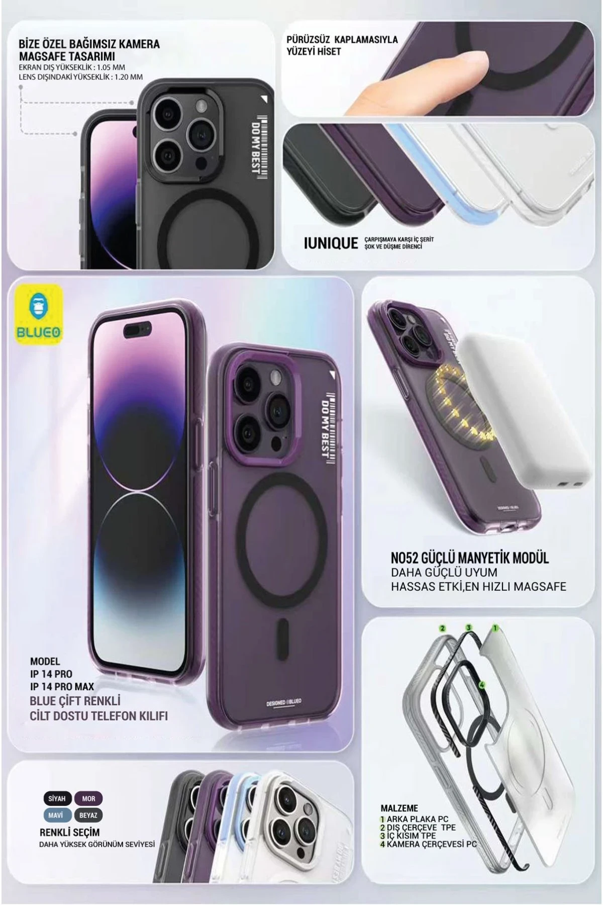 Newface Apple iPhone 14 Pro Kılıf Blueo Friendly Magsafe Kapak - Beyaz — görsel 6