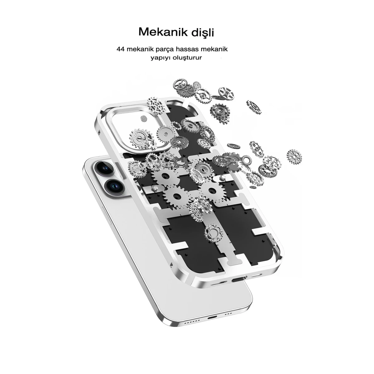 Newface Apple iPhone 13 Pro Kılıf Mekanik Bumper Kapak - Siyah — görsel 8