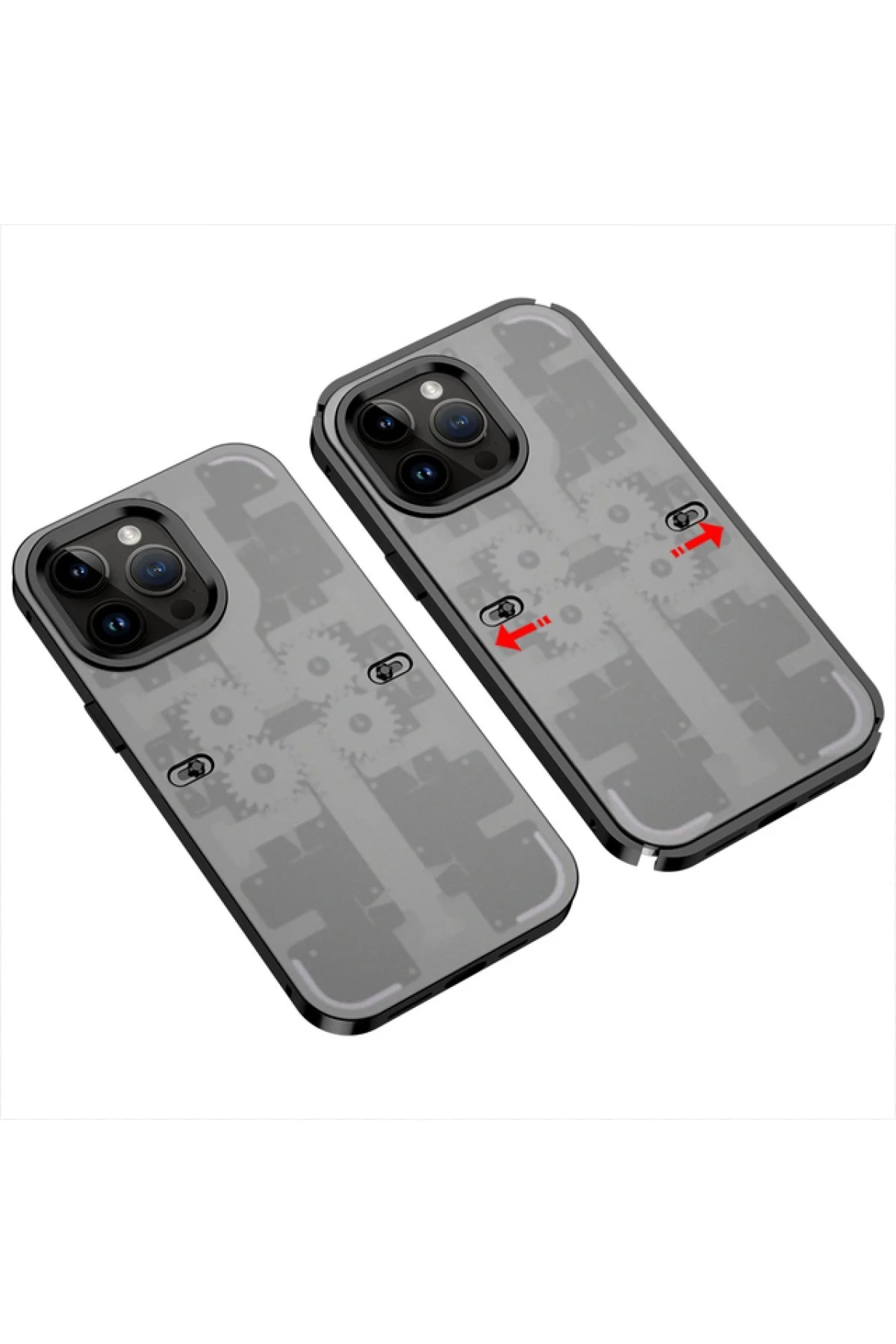 Newface iPhone 13 Pro Max Kılıf Mekanik Bumper Kapak - Siyah