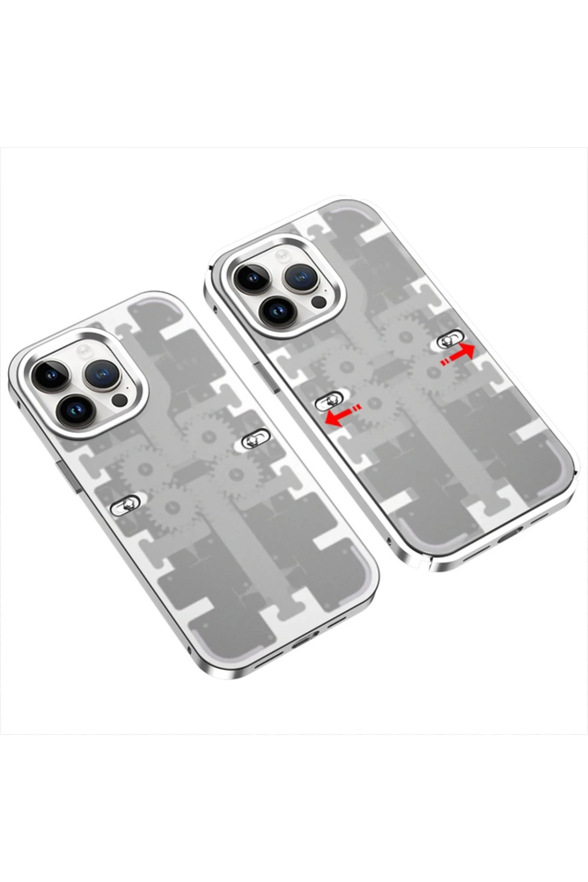 Newface iPhone 13 Pro Max Kılıf Mekanik Bumper Kapak - Gümüş