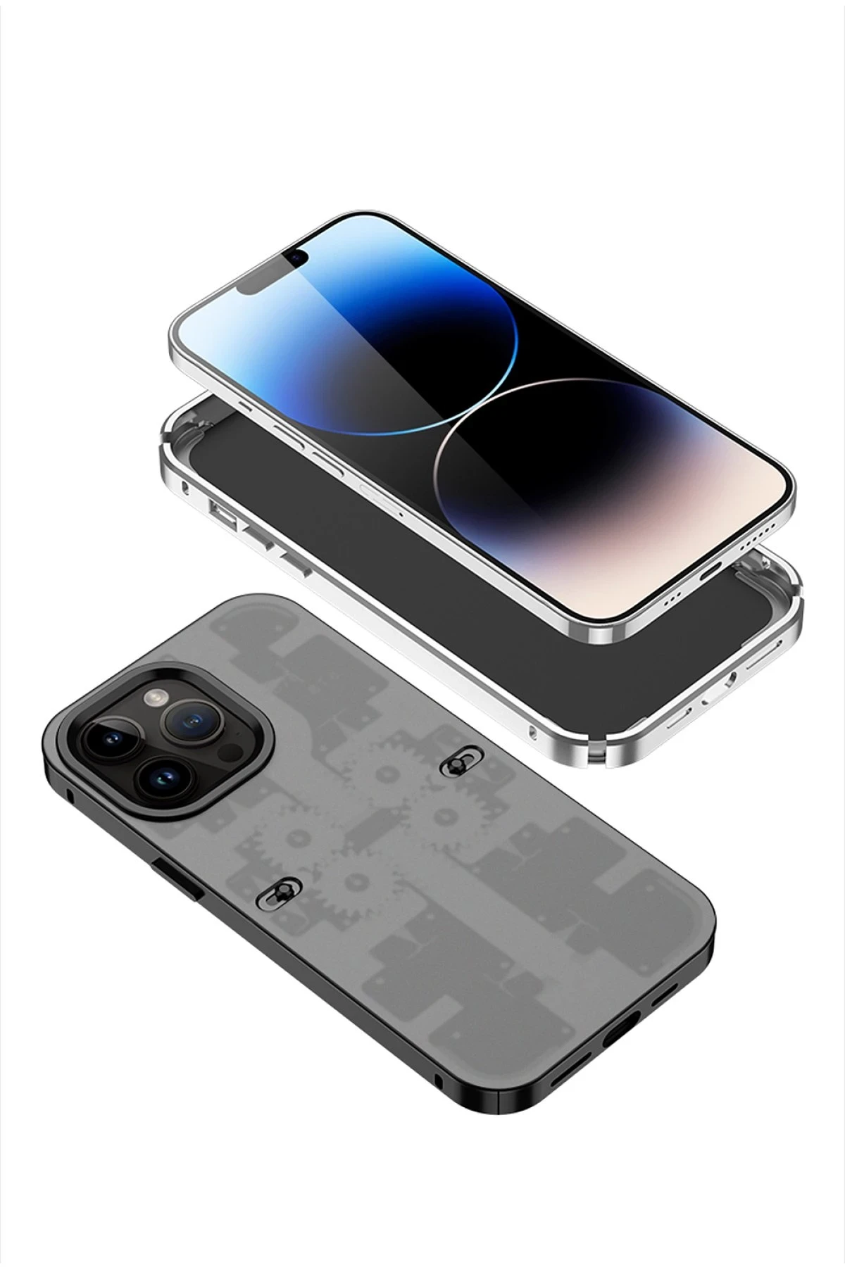 Newface Apple iPhone 14 Kılıf Mekanik Bumper Kapak - Siyah — görsel 5