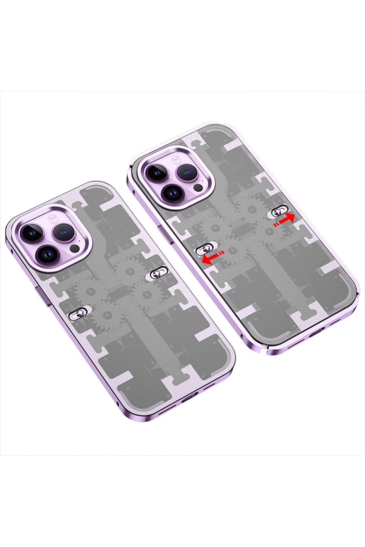 Newface iPhone 14 Pro Kılıf Mekanik Bumper Kapak - Derin Mor