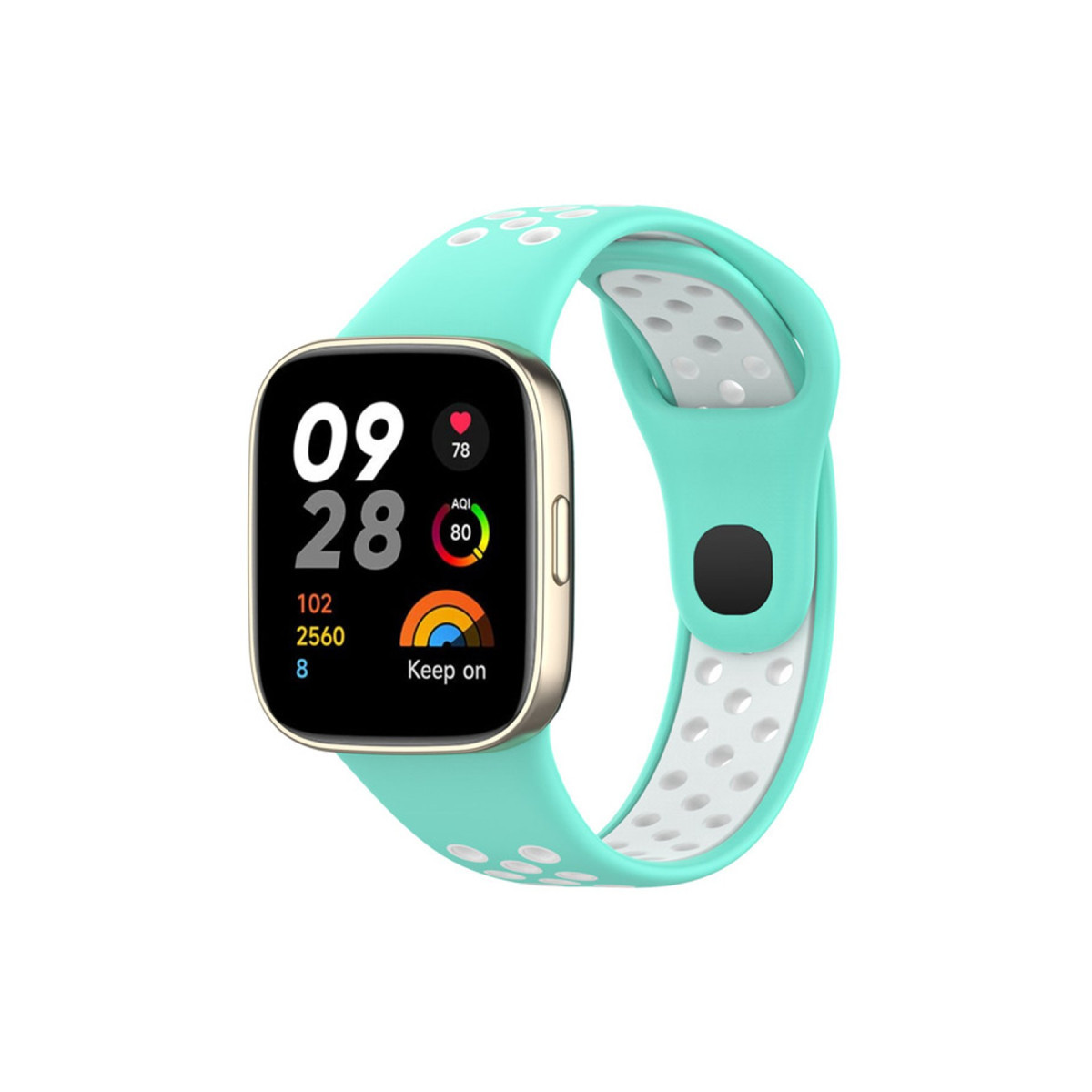 Newface Xiaomi Redmi Watch 3 Spor Delikli Kordon - Turkuaz-Beyaz — görsel 3
