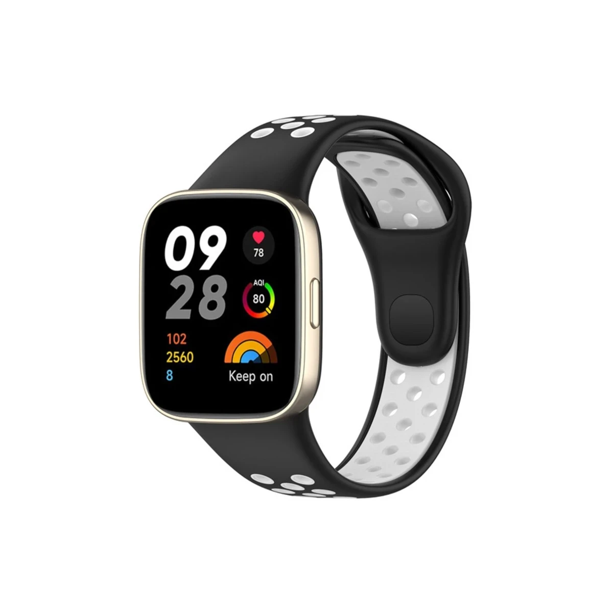 Xiaomi Redmi Watch 3 Spor Delikli Kordon - Siyah-Beyaz