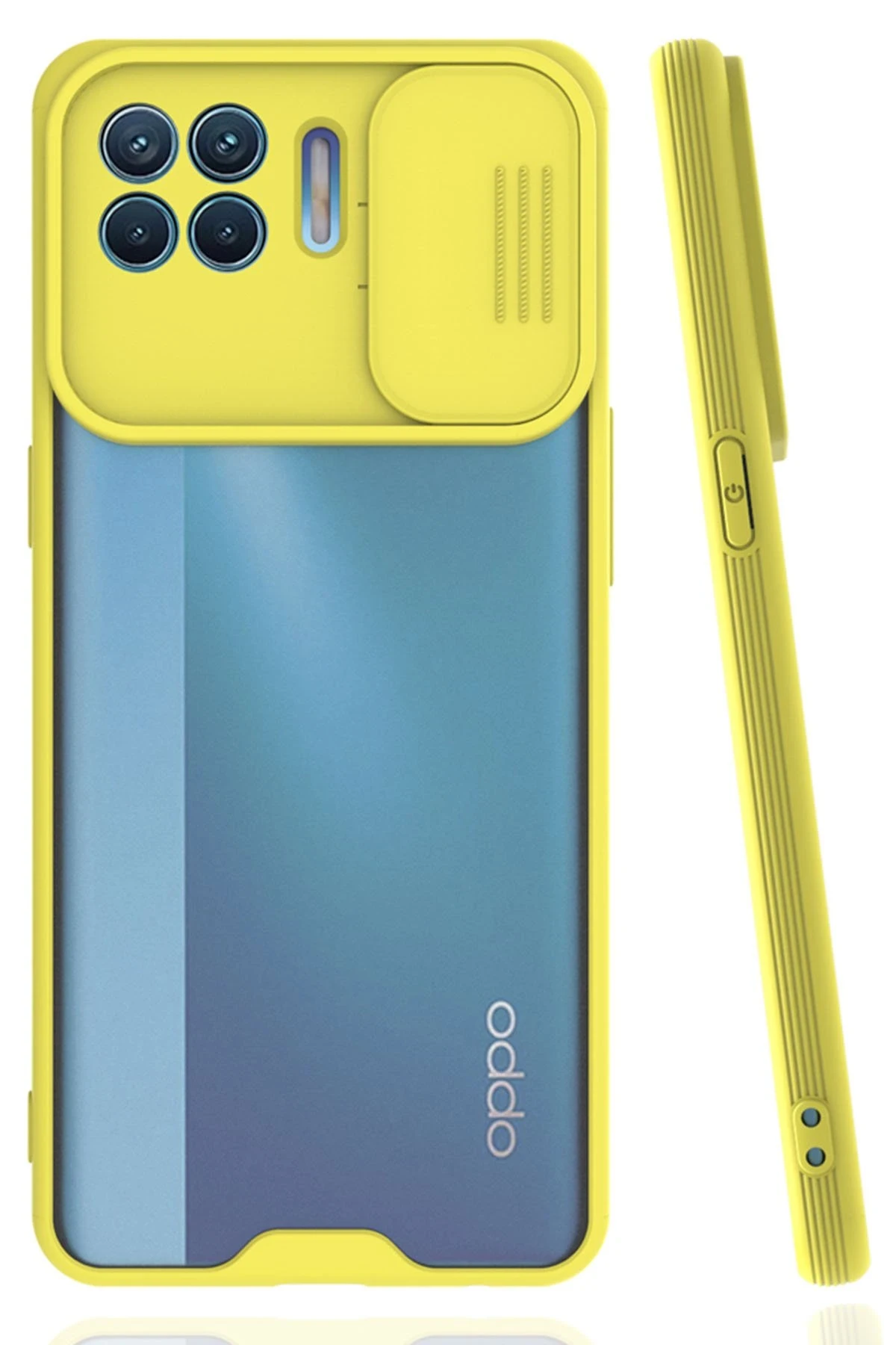 Newface Oppo Reno 4 Lite Kılıf Platin Kamera Koruma Silikon - Sarı
