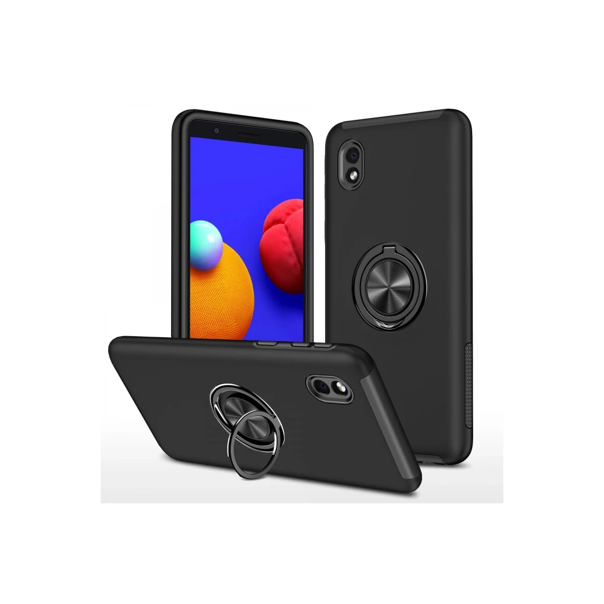 Newface Samsung Galaxy A01 Core Kılıf Elit Yüzüklü Kapak - Siyah — görsel 6
