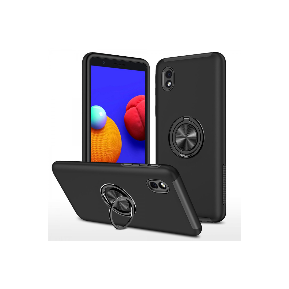Newface Samsung Galaxy A01 Core Kılıf Elit Yüzüklü Kapak - Siyah — görsel 11