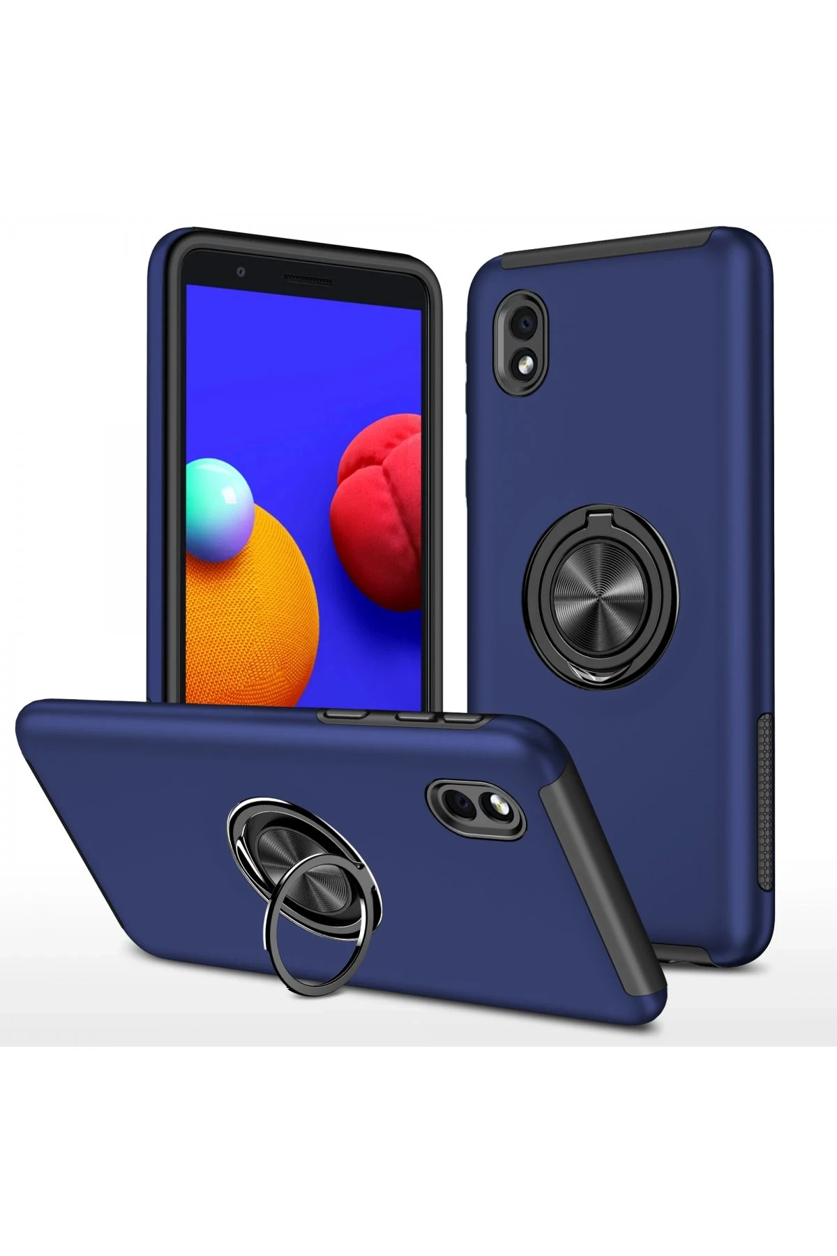 Newface Samsung Galaxy A01 Core Kılıf Elit Yüzüklü Kapak - Lacivert