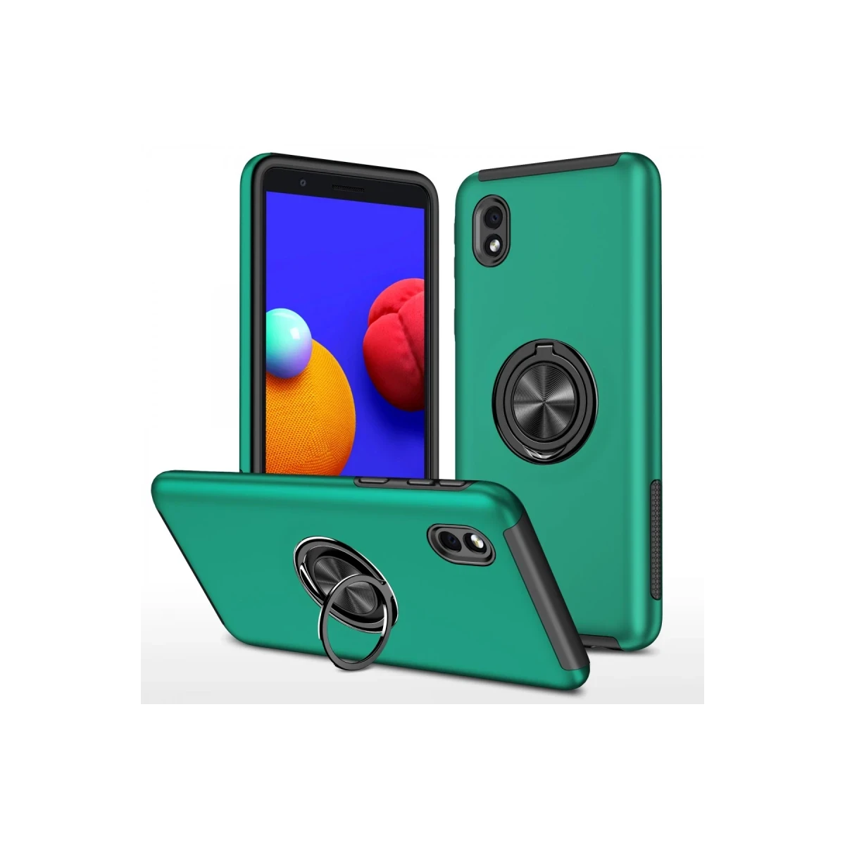 Newface Samsung Galaxy A01 Core Kılıf Elit Yüzüklü Kapak - Yeşil