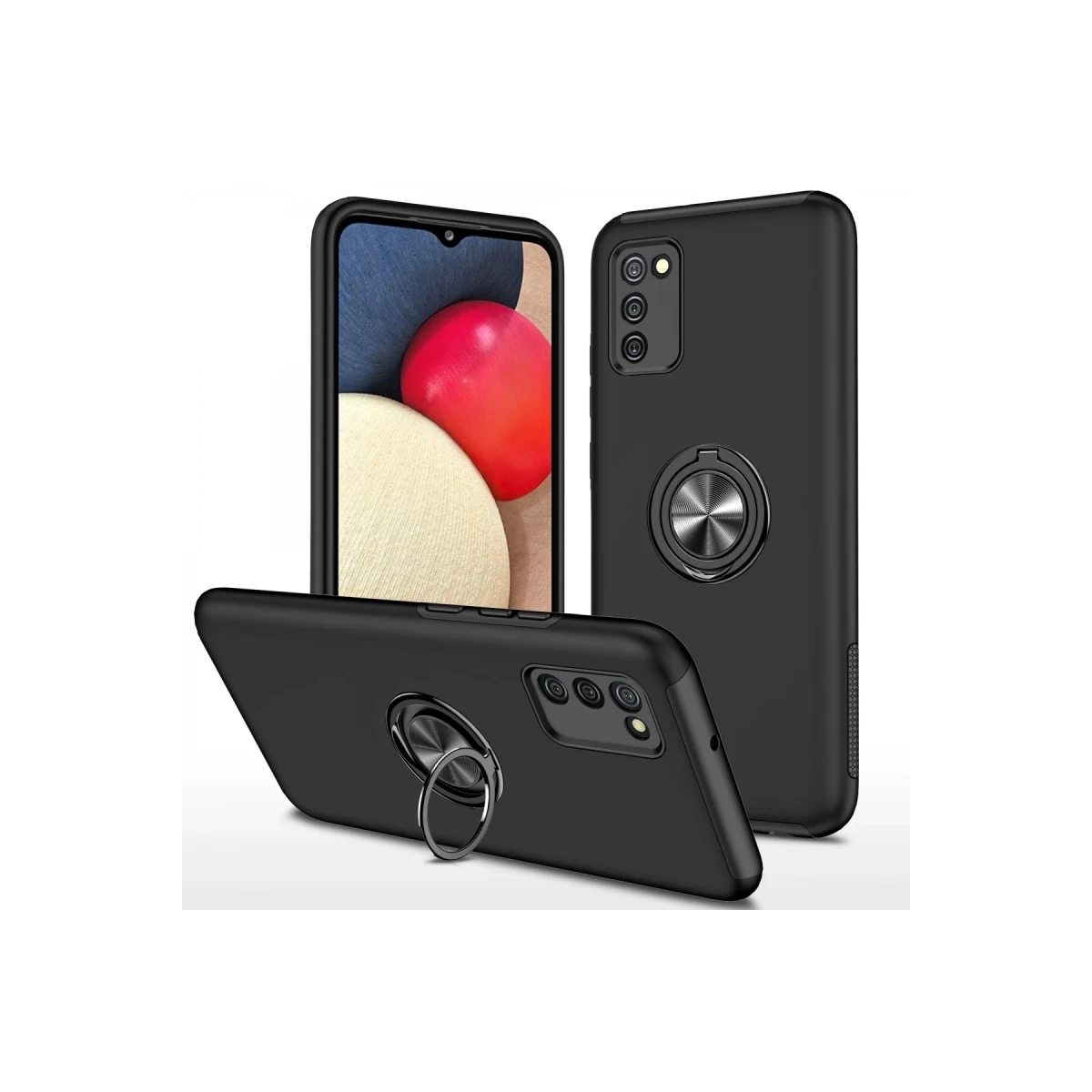Newface Samsung Galaxy A02S Kılıf Elit Yüzüklü Kapak - Siyah — görsel 6