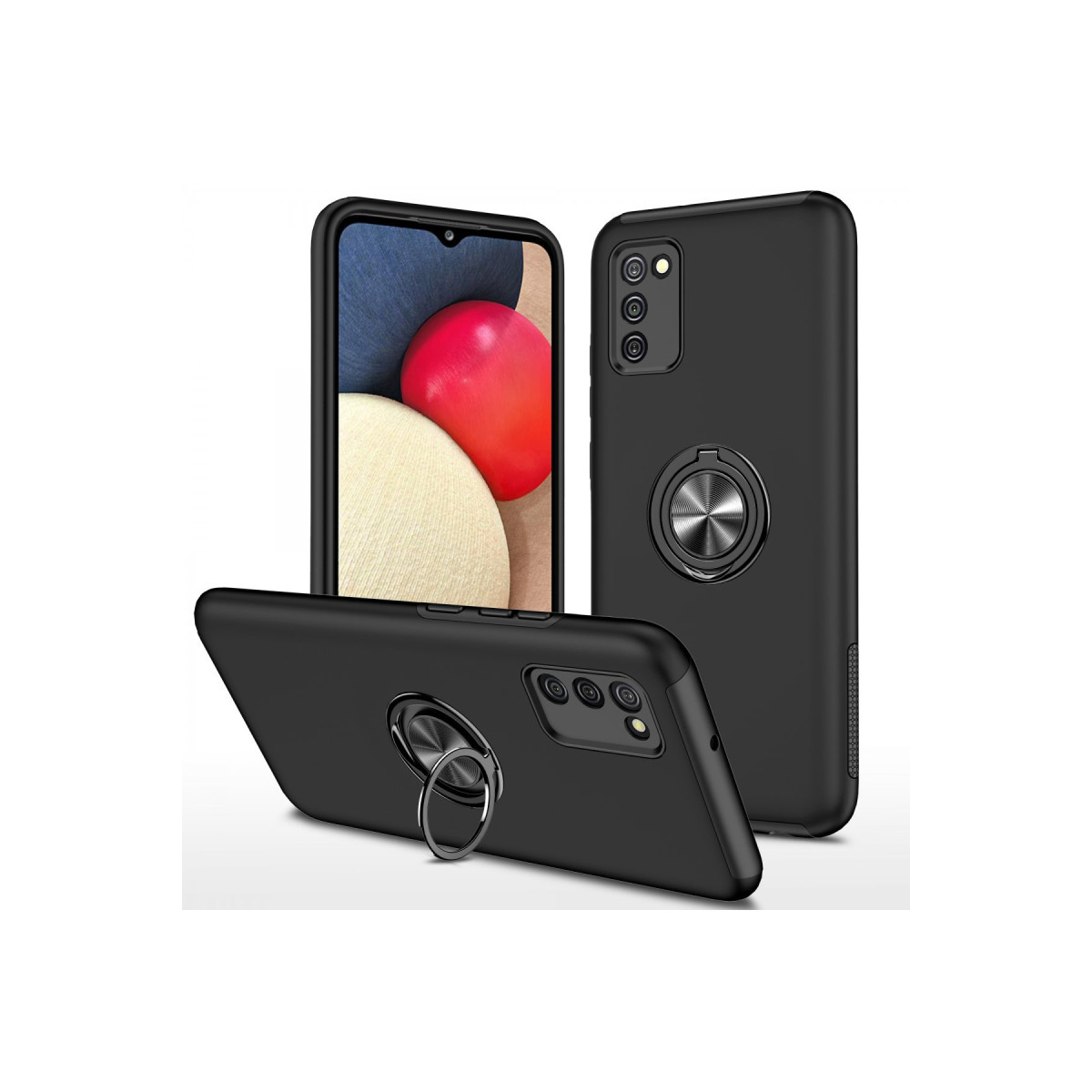 Newface Samsung Galaxy A02S Kılıf Elit Yüzüklü Kapak - Siyah — görsel 11