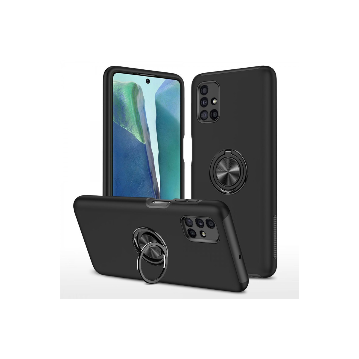 Newface Samsung Galaxy M51 Kılıf Elit Yüzüklü Kapak - Siyah — görsel 11