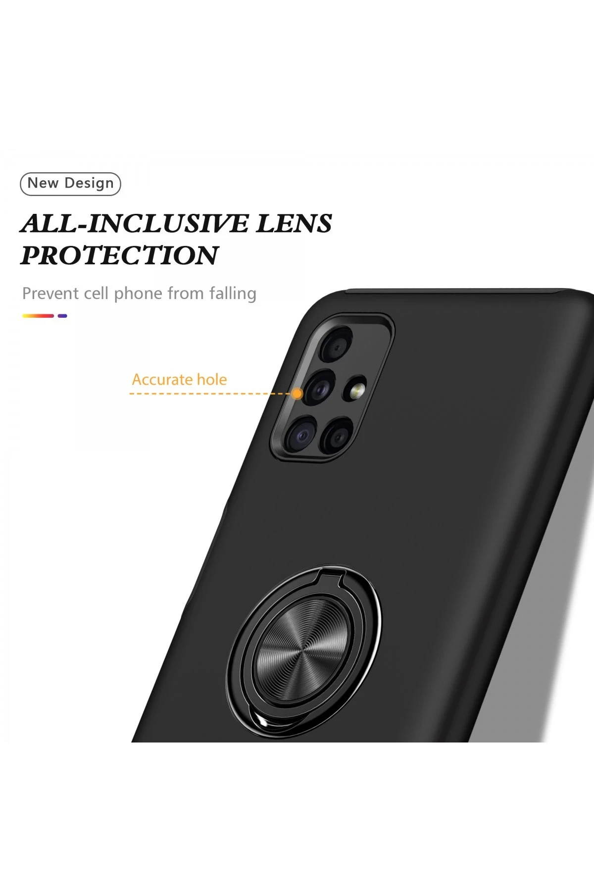 Newface Samsung Galaxy M51 Kılıf Elit Yüzüklü Kapak - Siyah