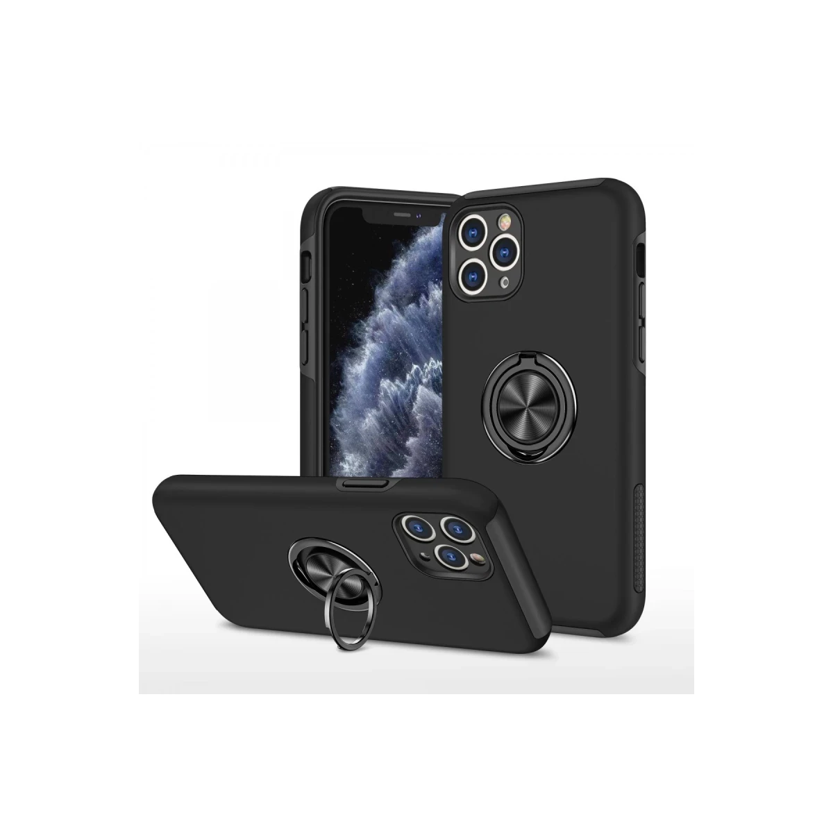 Newface Apple iPhone 11 Pro Max Kılıf Elit Yüzüklü Kapak - Siyah — görsel 6