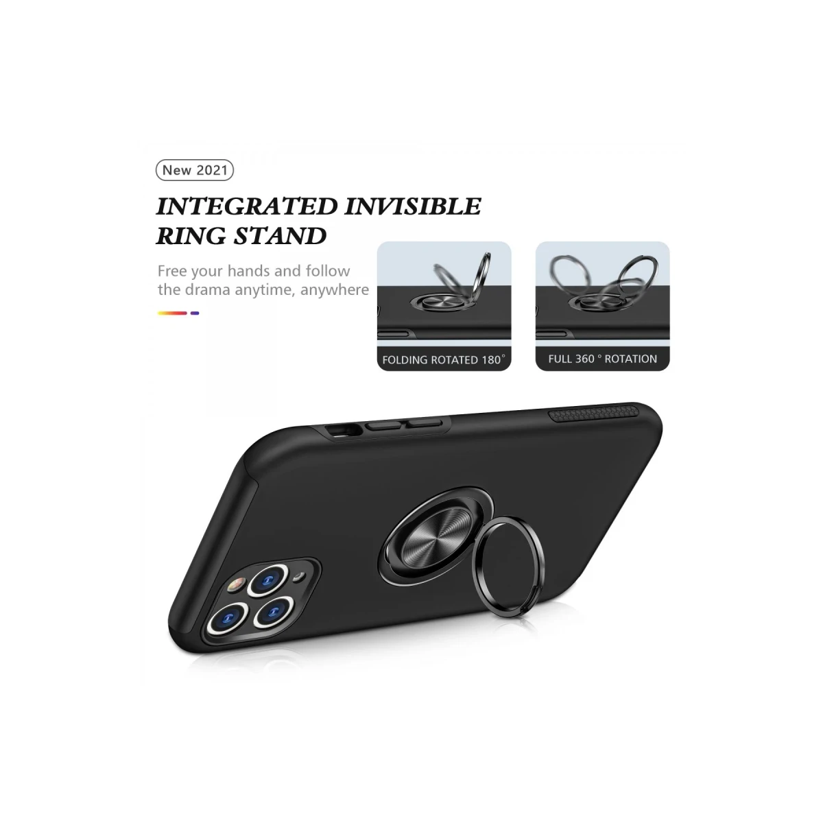 Newface Apple iPhone 11 Pro Max Kılıf Elit Yüzüklü Kapak - Siyah — görsel 8