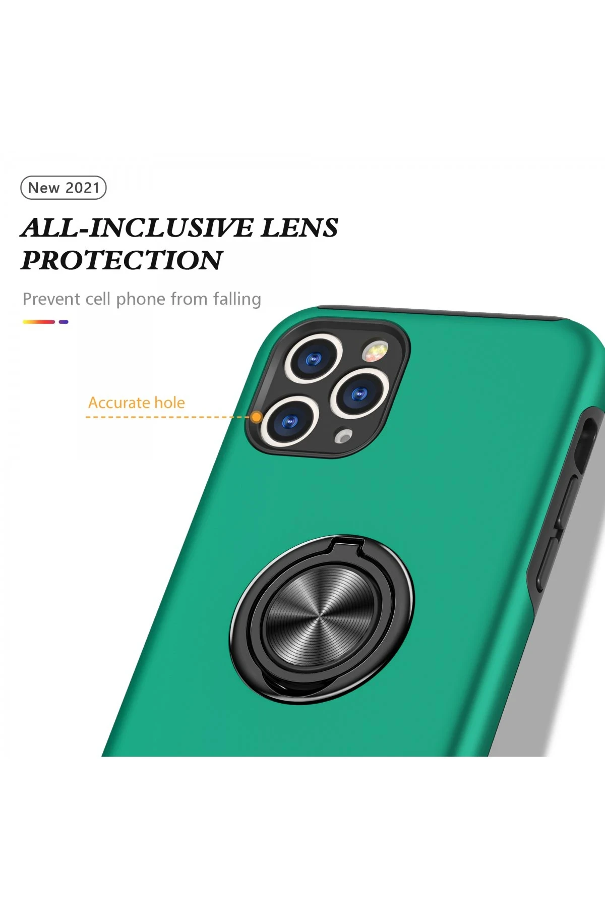 Newface iPhone 11 Pro Max Kılıf Elit Yüzüklü Kapak - Yeşil