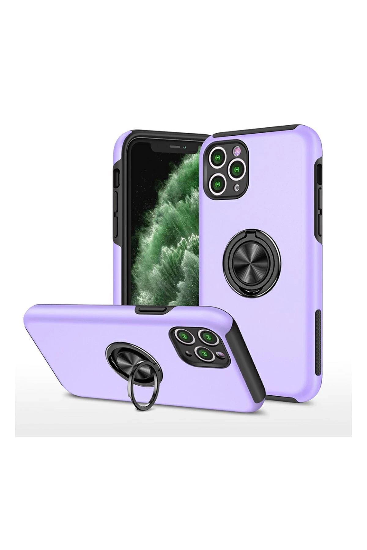 Newface iPhone 11 Pro Max Kılıf Elit Yüzüklü Kapak - Mor