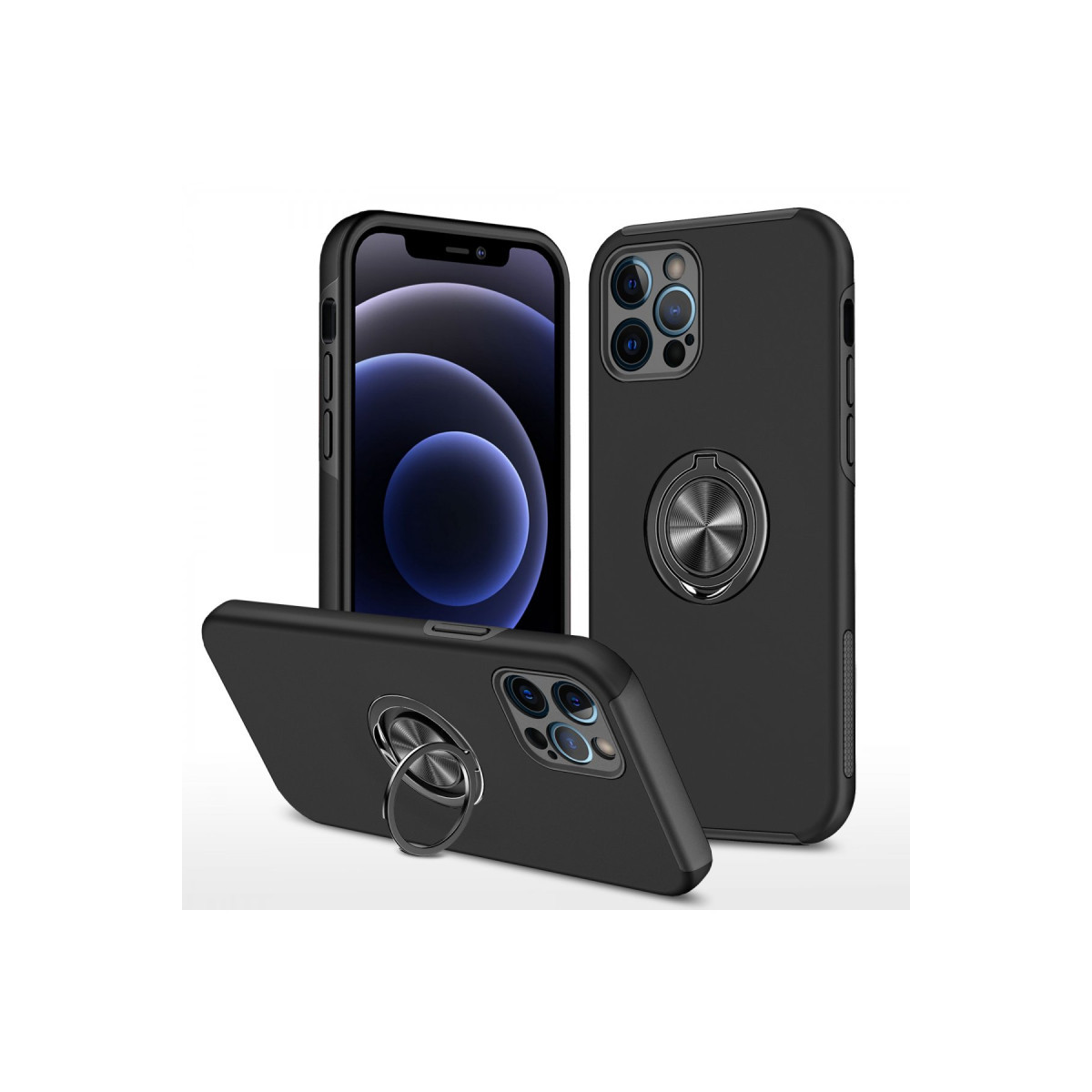 Newface Apple iPhone 12 Pro Max Kılıf Elit Yüzüklü Kapak - Siyah — görsel 11