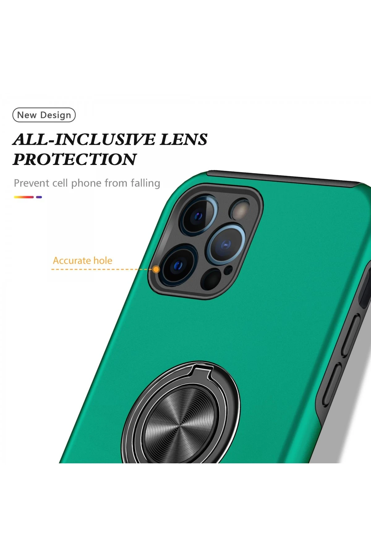 Newface iPhone 12 Pro Max Kılıf Elit Yüzüklü Kapak - Yeşil