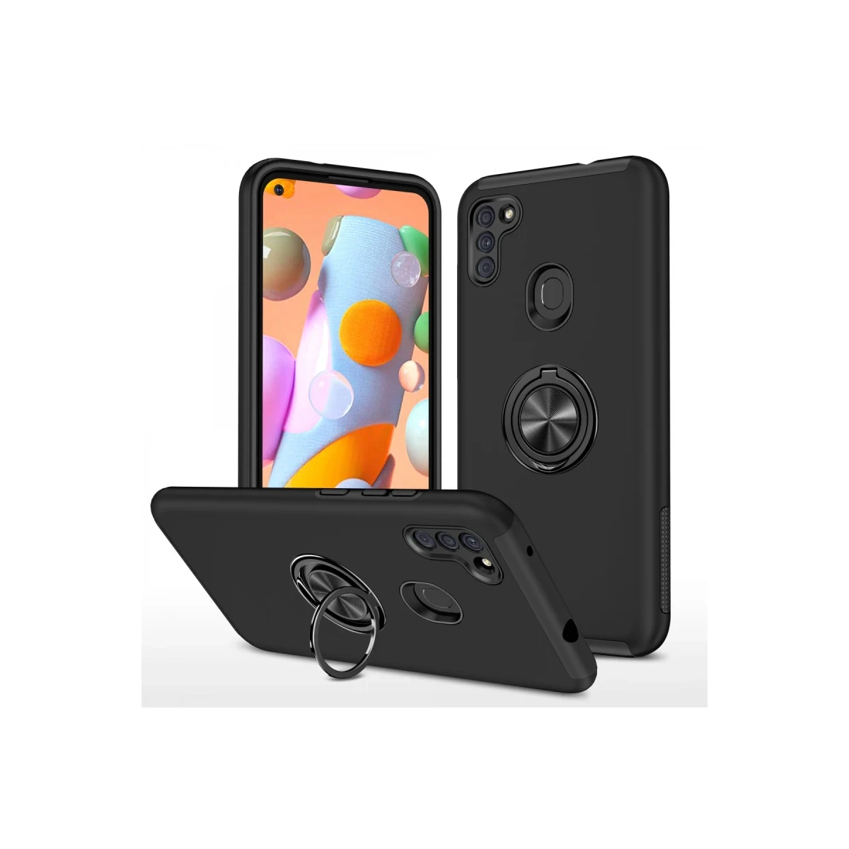 Newface Samsung Galaxy A11 Kılıf Elit Yüzüklü Kapak - Siyah — görsel 6