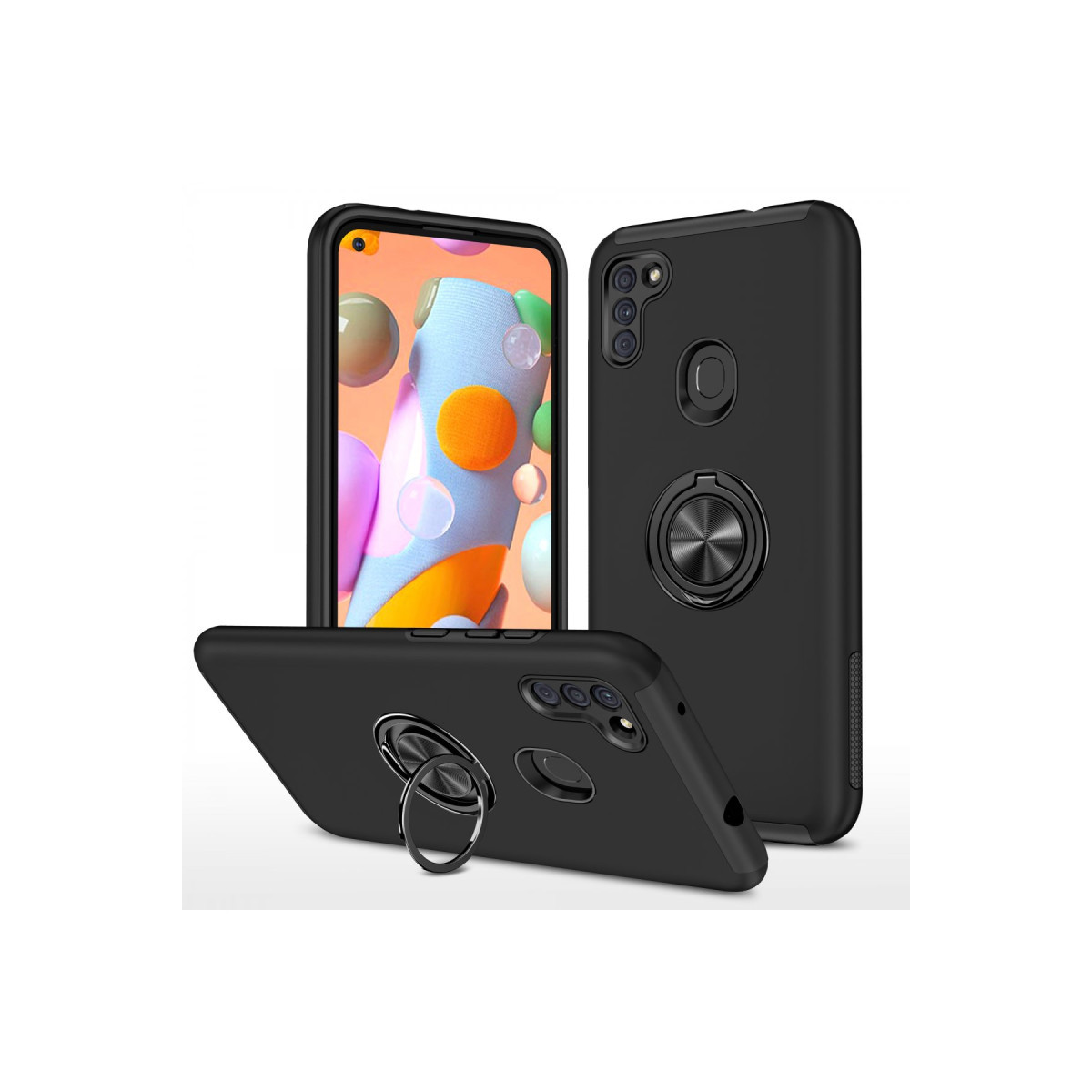 Newface Samsung Galaxy A11 Kılıf Elit Yüzüklü Kapak - Siyah — görsel 11
