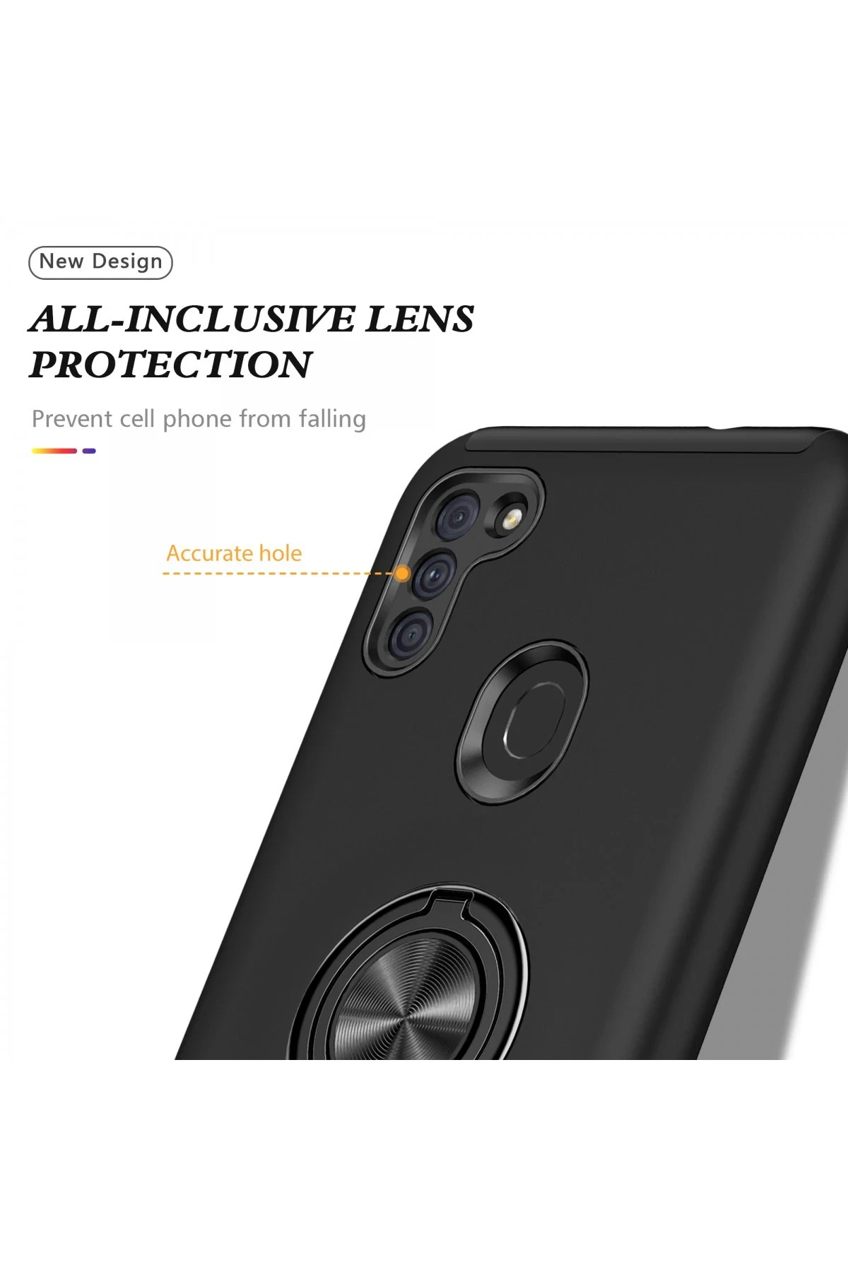 Newface Samsung Galaxy A11 Kılıf Elit Yüzüklü Kapak - Siyah — görsel 4