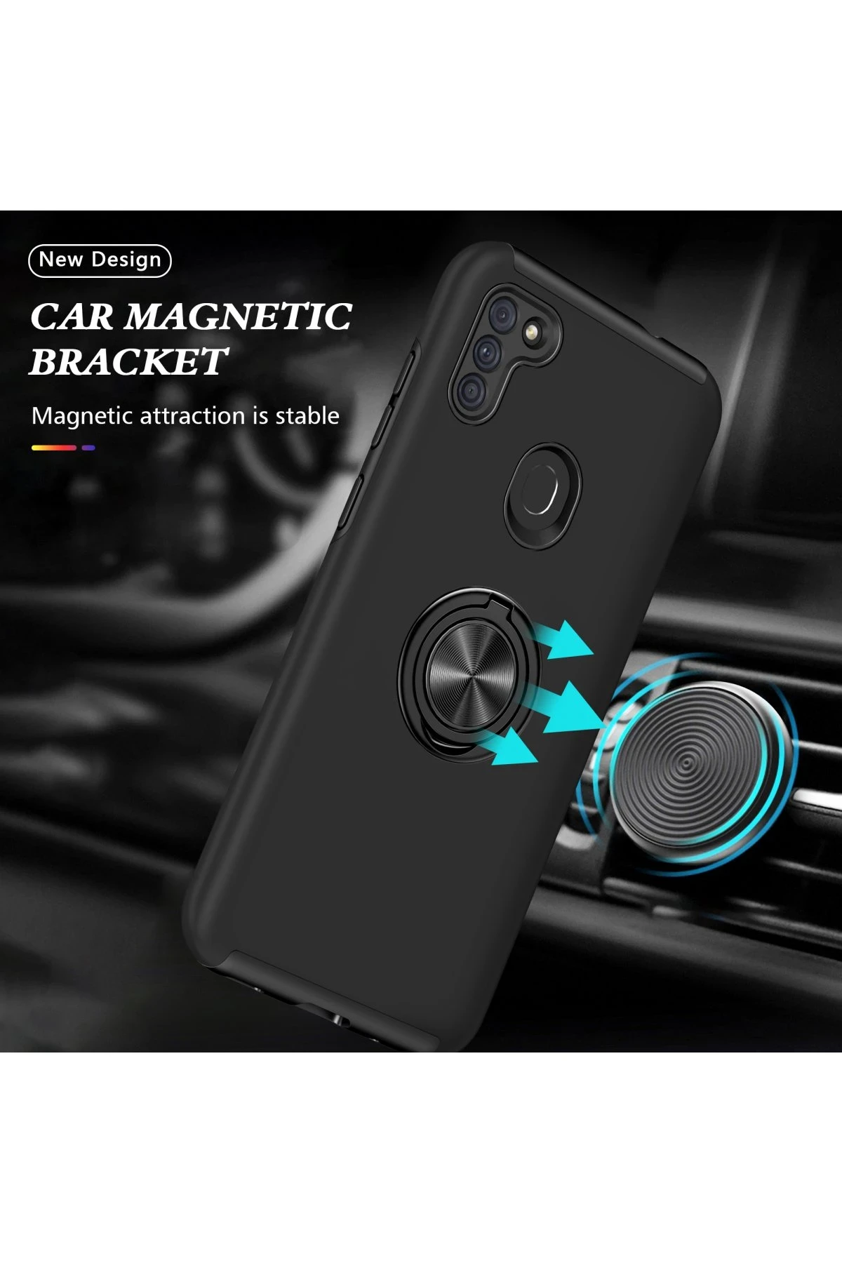 Newface Samsung Galaxy A11 Kılıf Elit Yüzüklü Kapak - Siyah — görsel 5